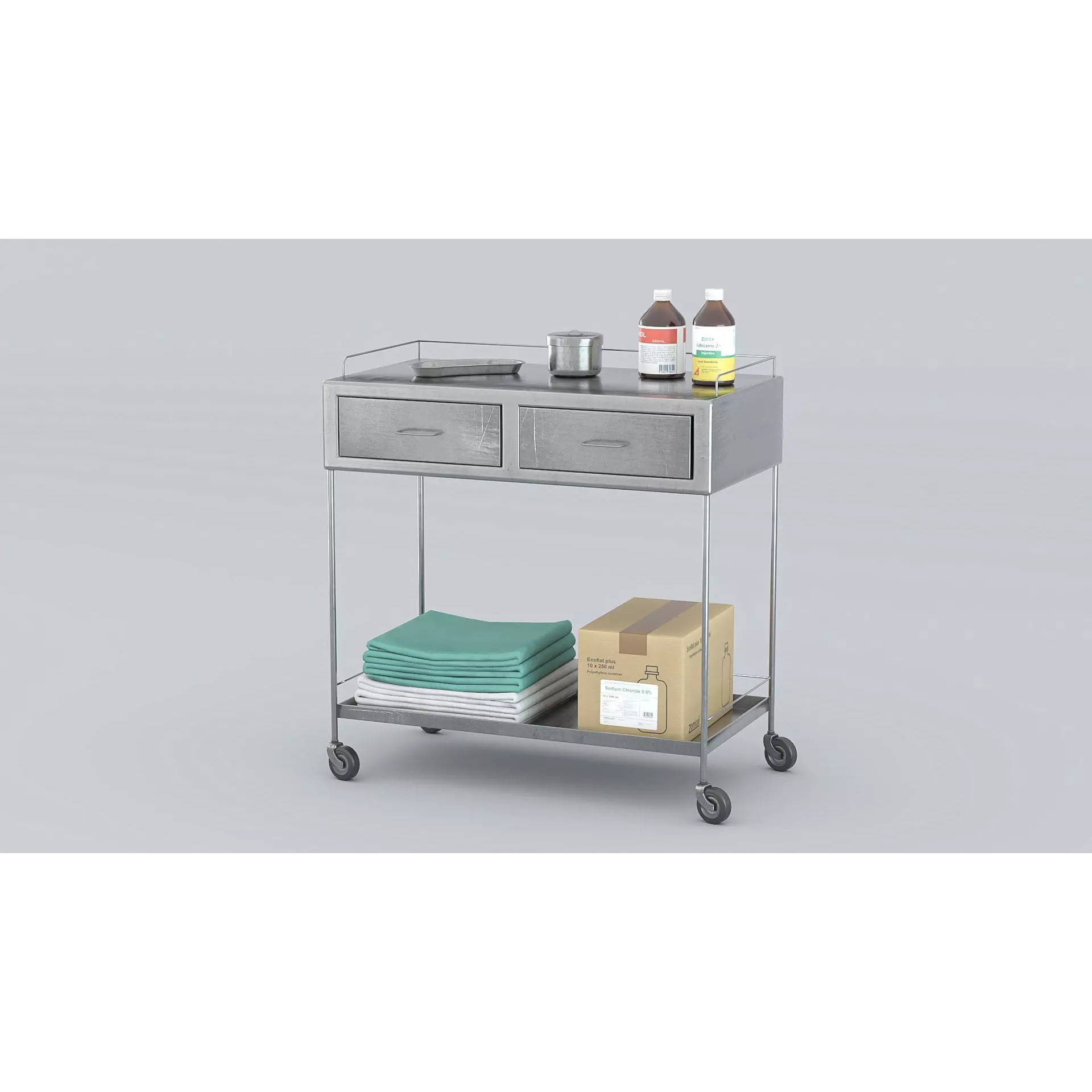 Medicines Trolley - Low-Poly Game-Ready 3D Model - View 2