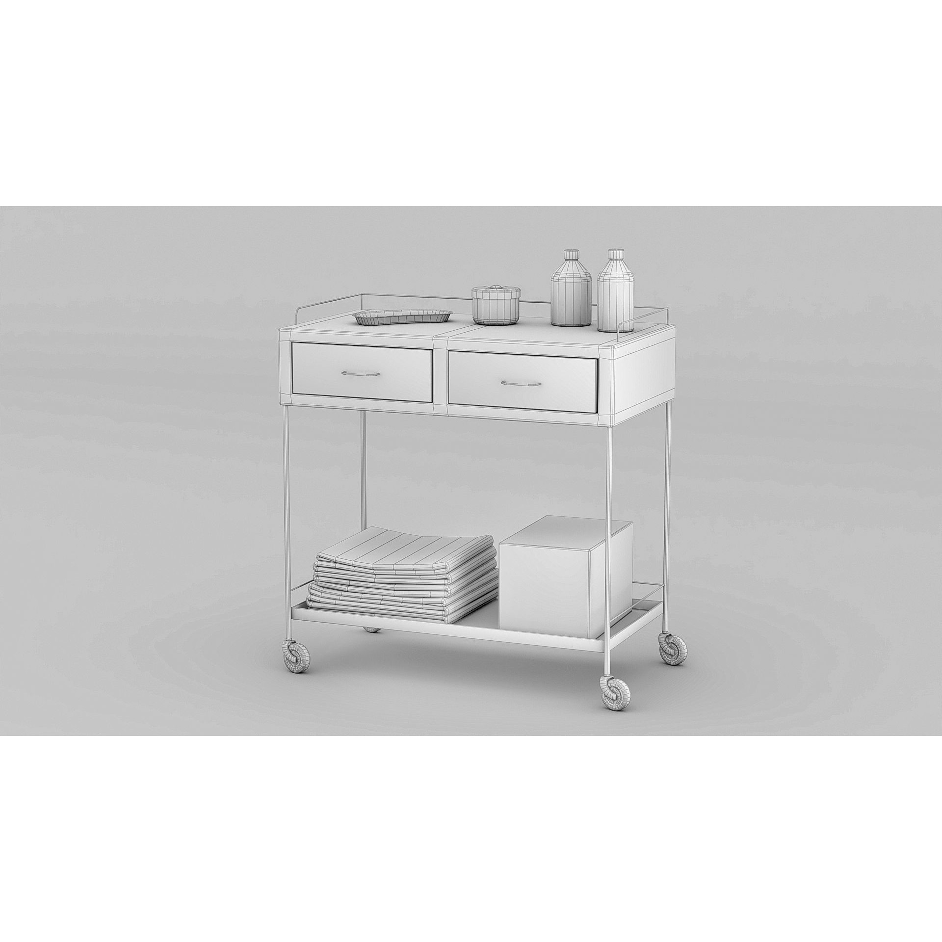 Medicines Trolley - Low-Poly Game-Ready 3D Model - View 3
