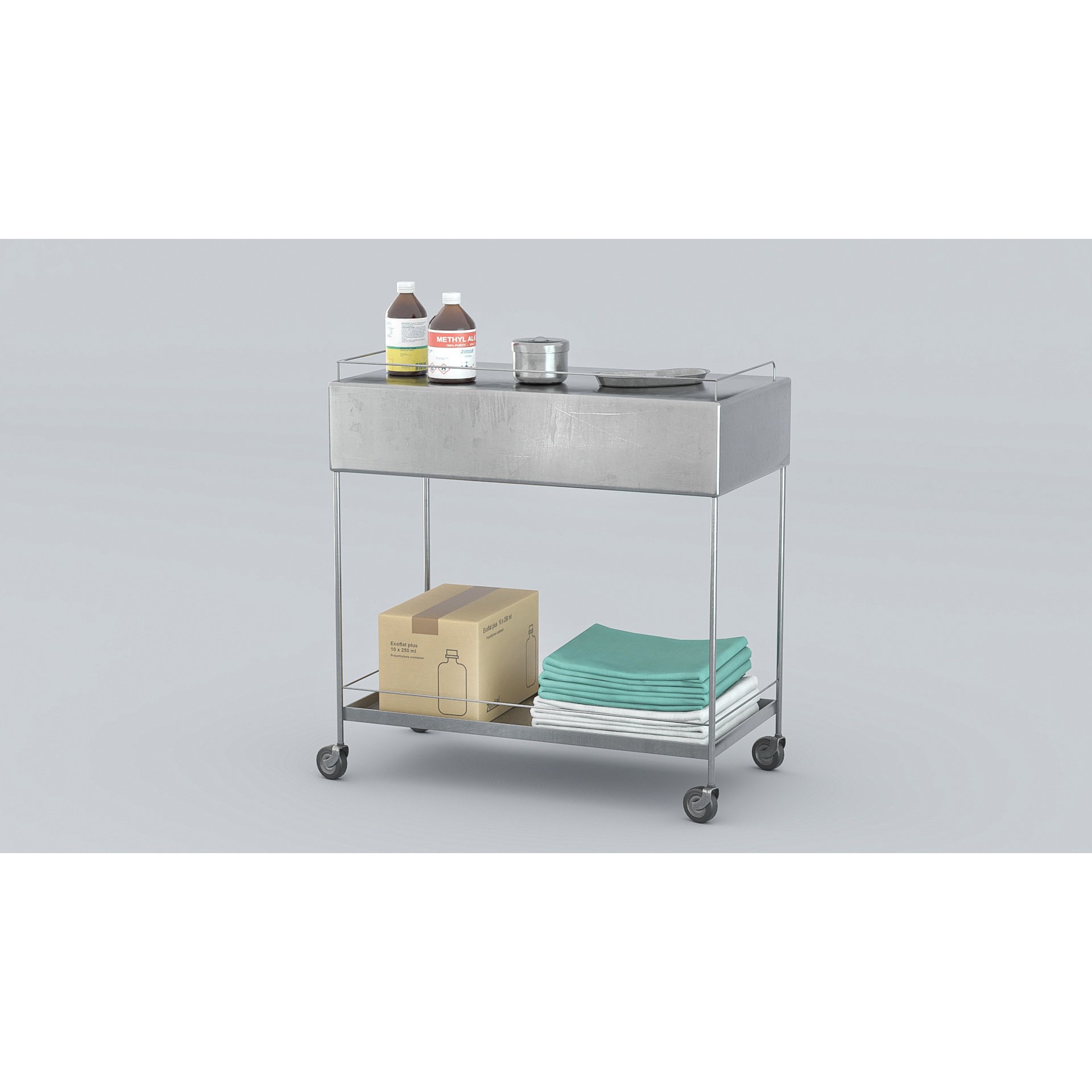 Medicines Trolley - Low-Poly Game-Ready 3D Model - View 4