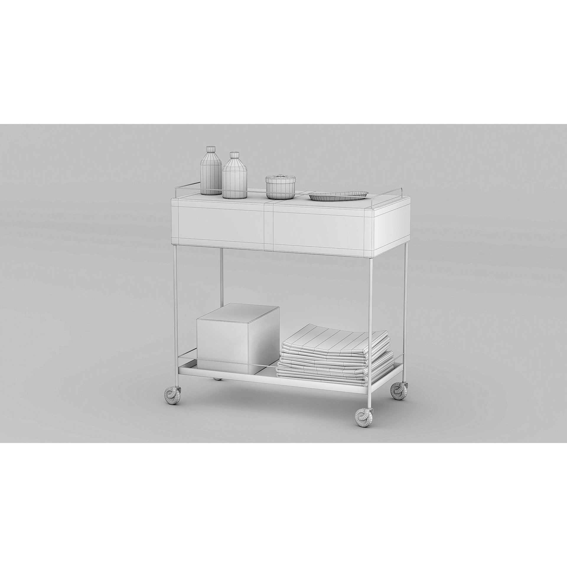 Medicines Trolley - Low-Poly Game-Ready 3D Model - View 5