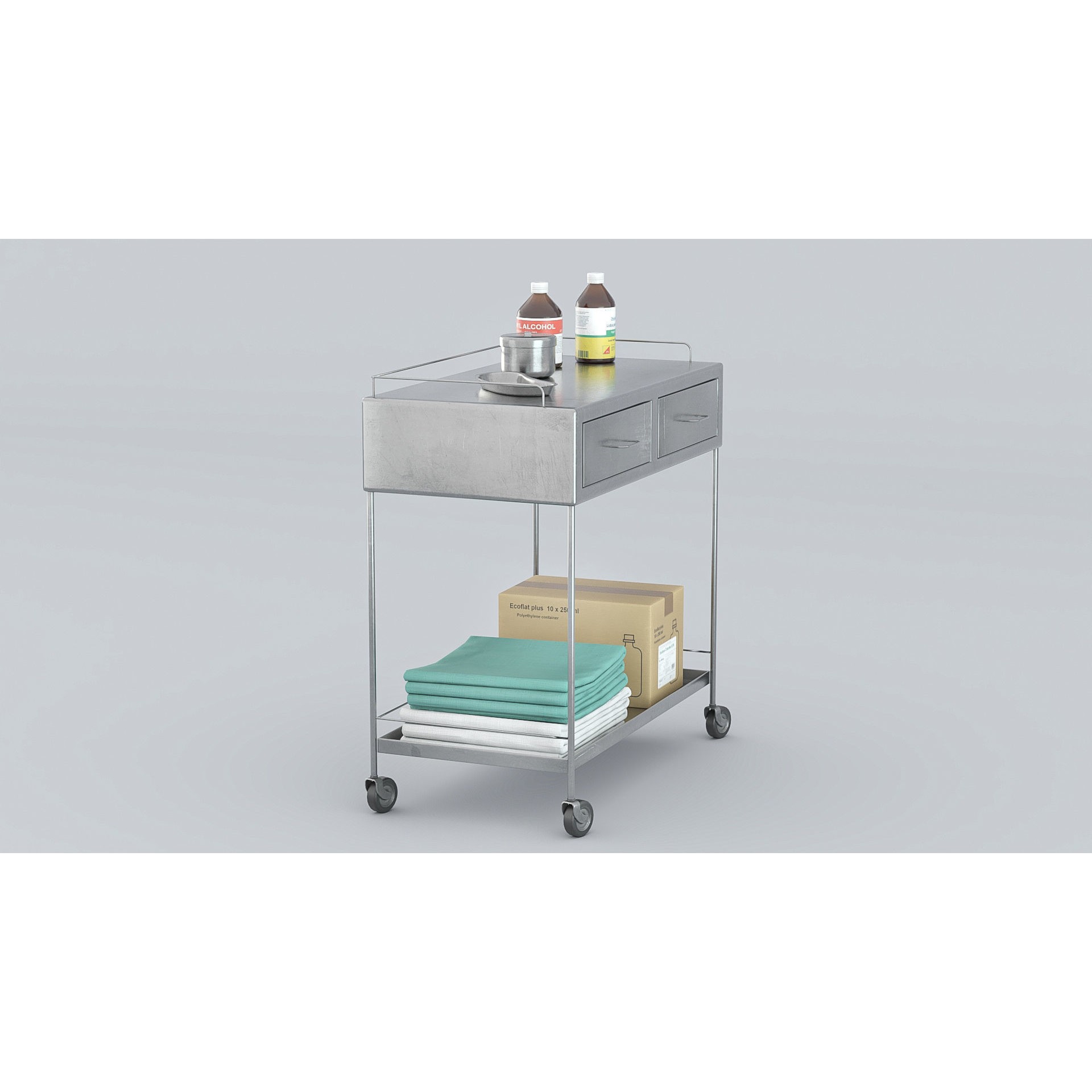 Medicines Trolley - Low-Poly Game-Ready 3D Model - View 6
