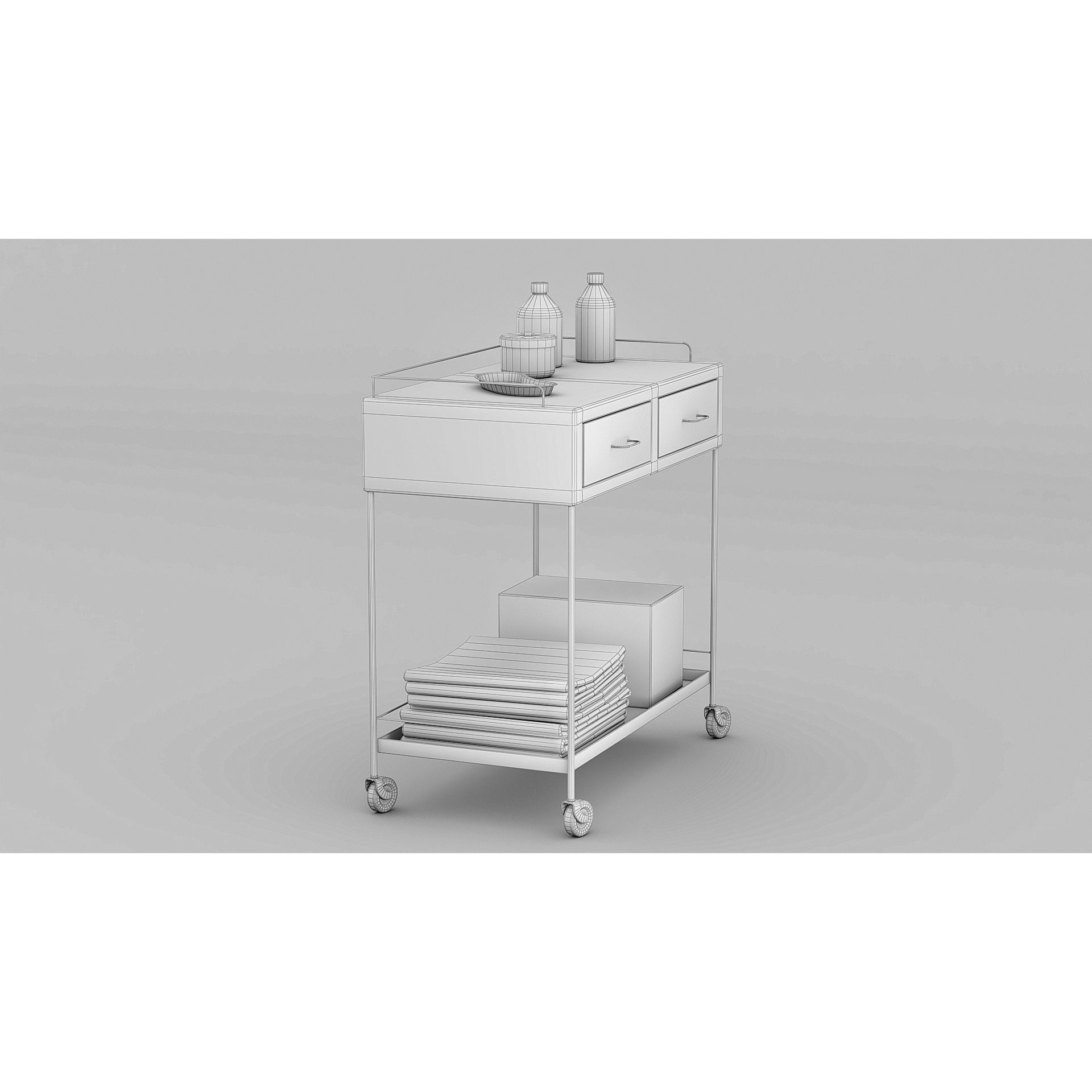 Medicines Trolley - Low-Poly Game-Ready 3D Model - View 7