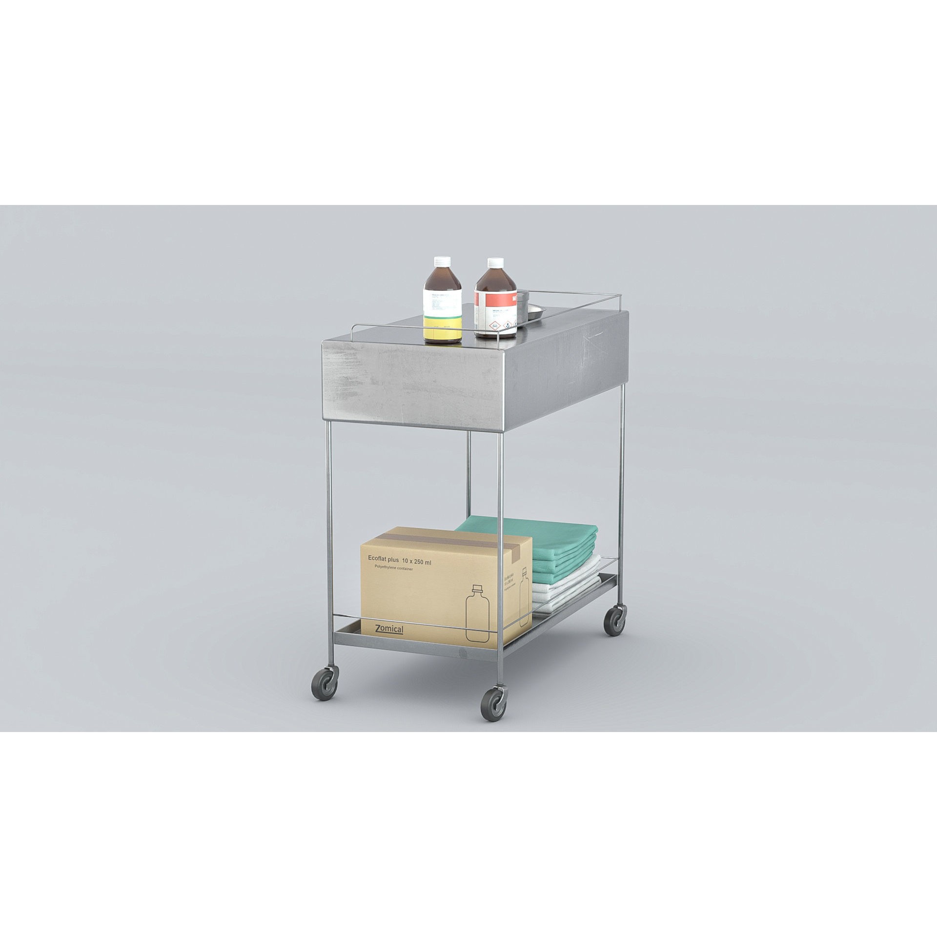 Medicines Trolley - Low-Poly Game-Ready 3D Model - View 8