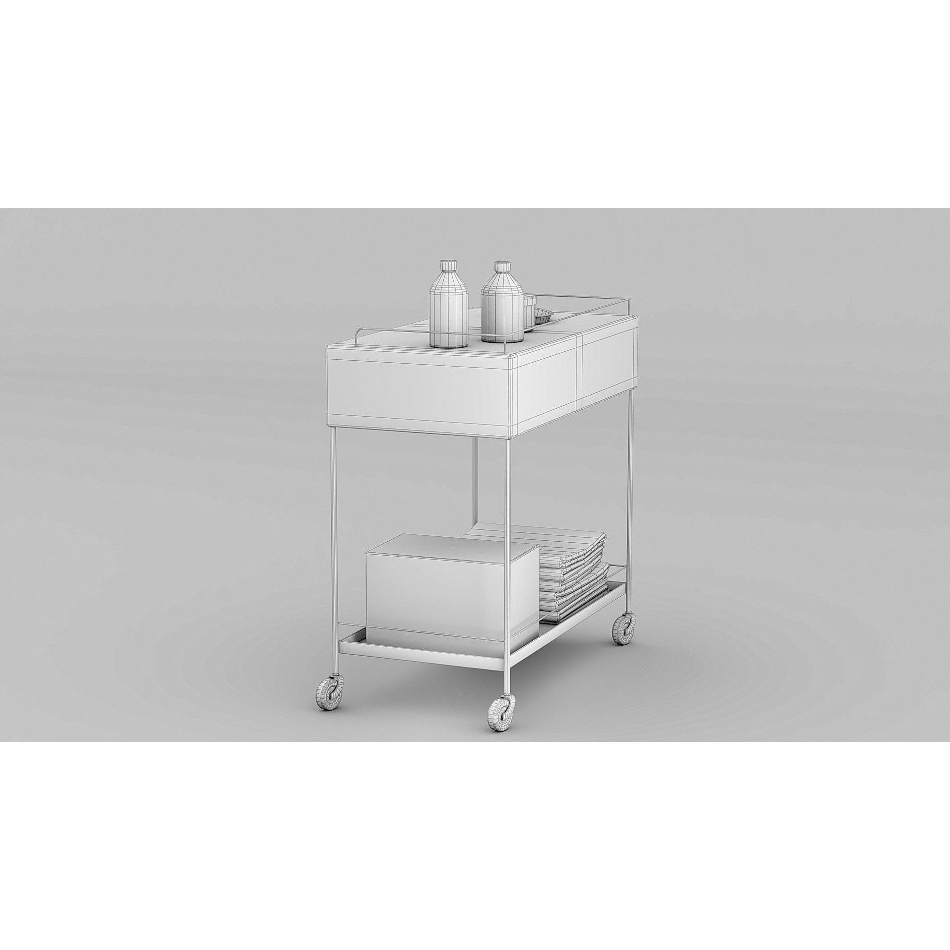 Medicines Trolley - Low-Poly Game-Ready 3D Model - View 9