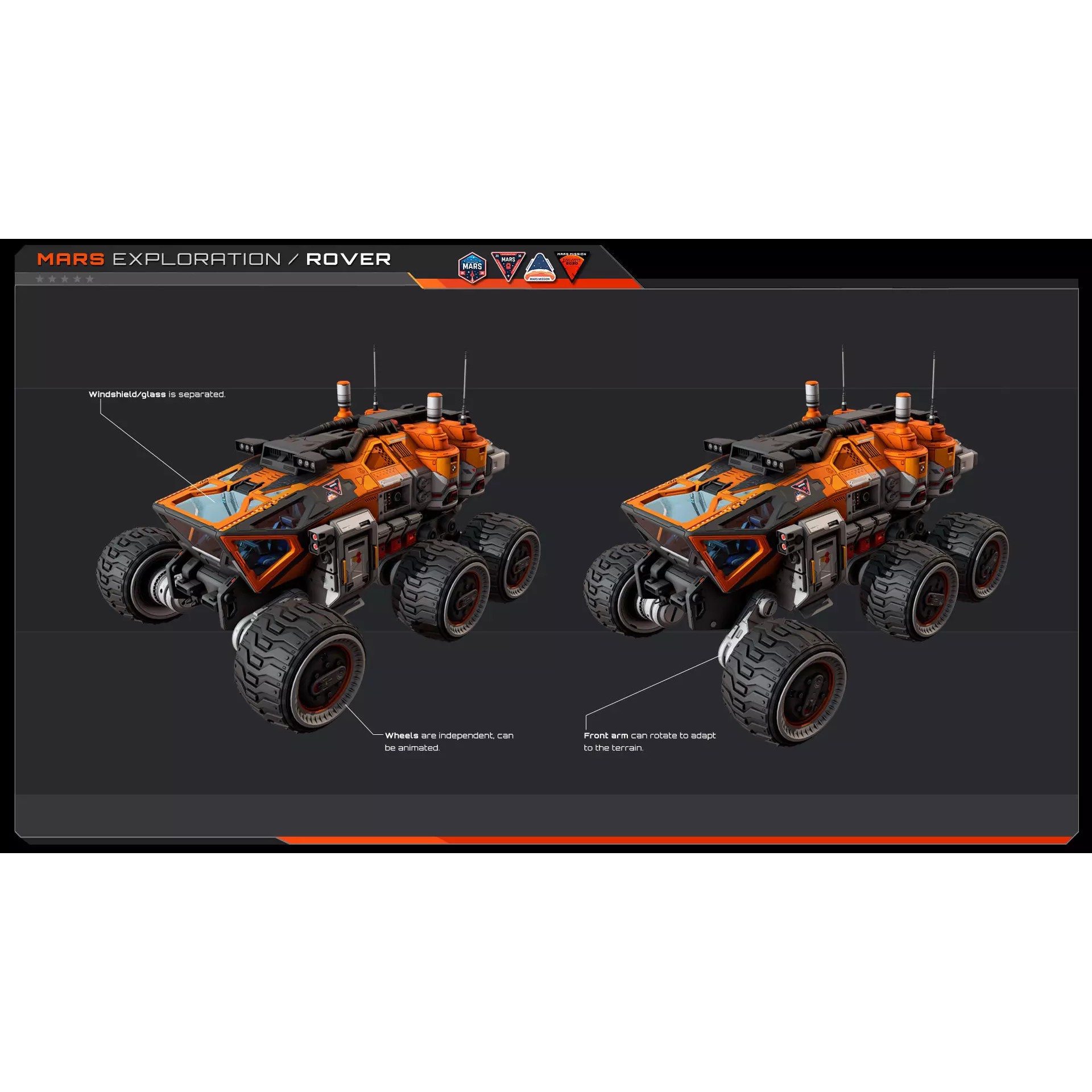MARS Rover - Low-Poly Game-Ready 3D Model - View 7