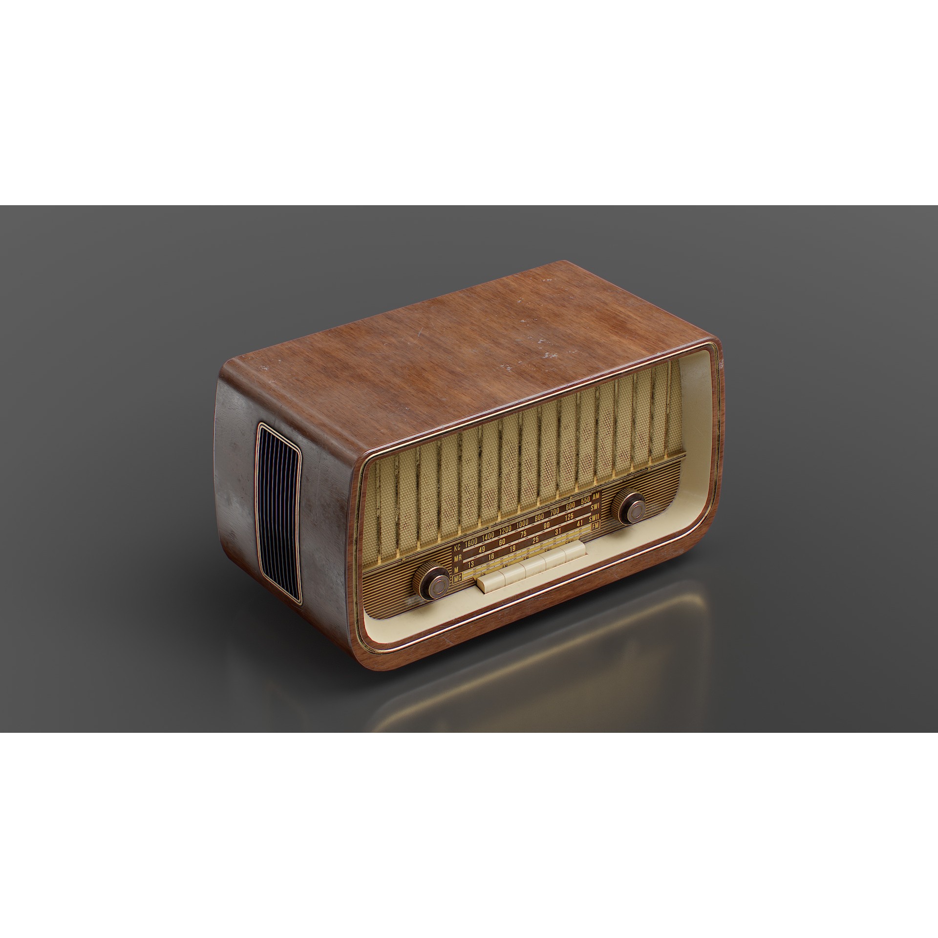 Old Antique Radio - Low-Poly Game-Ready 3D Model - View 10