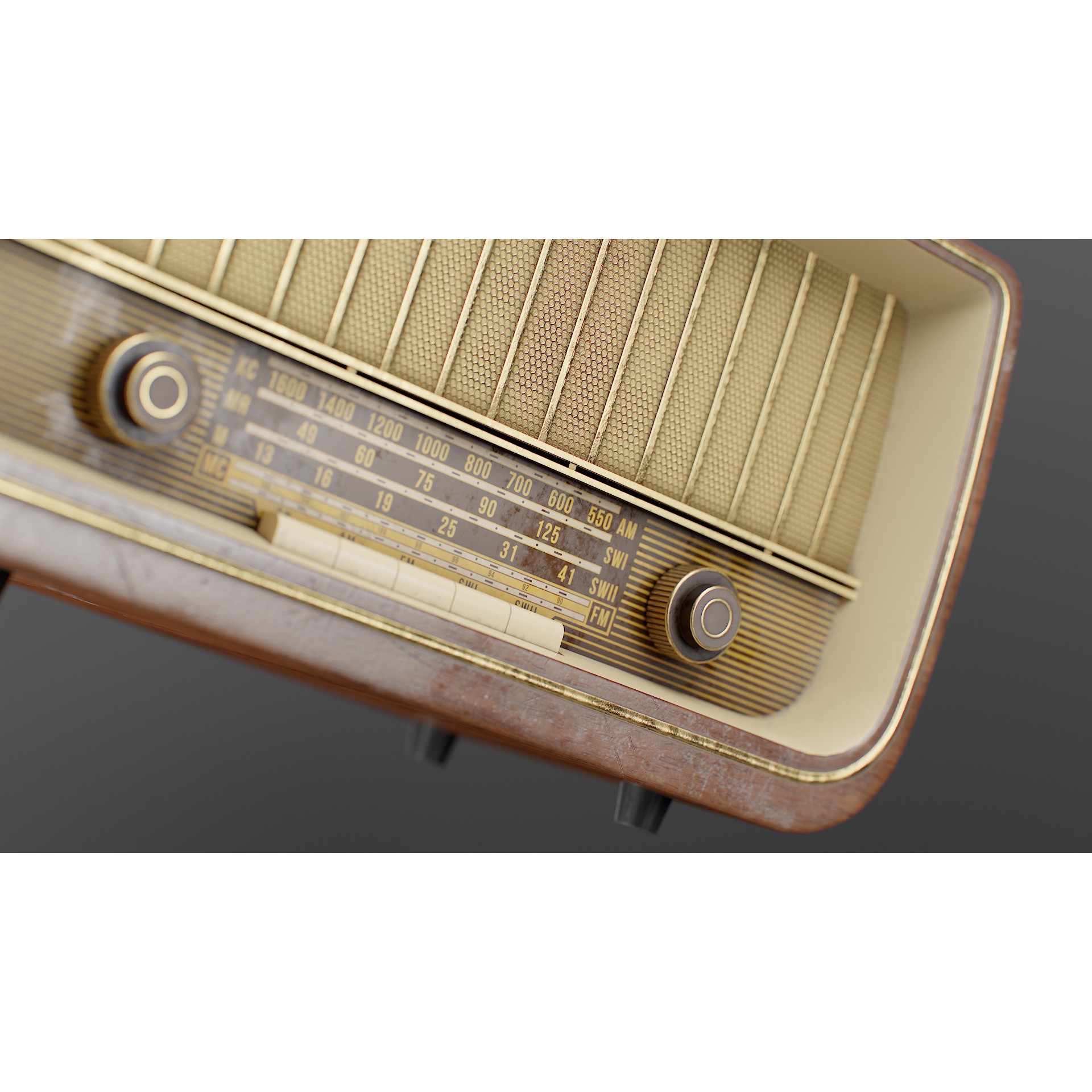 Old Antique Radio - Low-Poly Game-Ready 3D Model - View 12