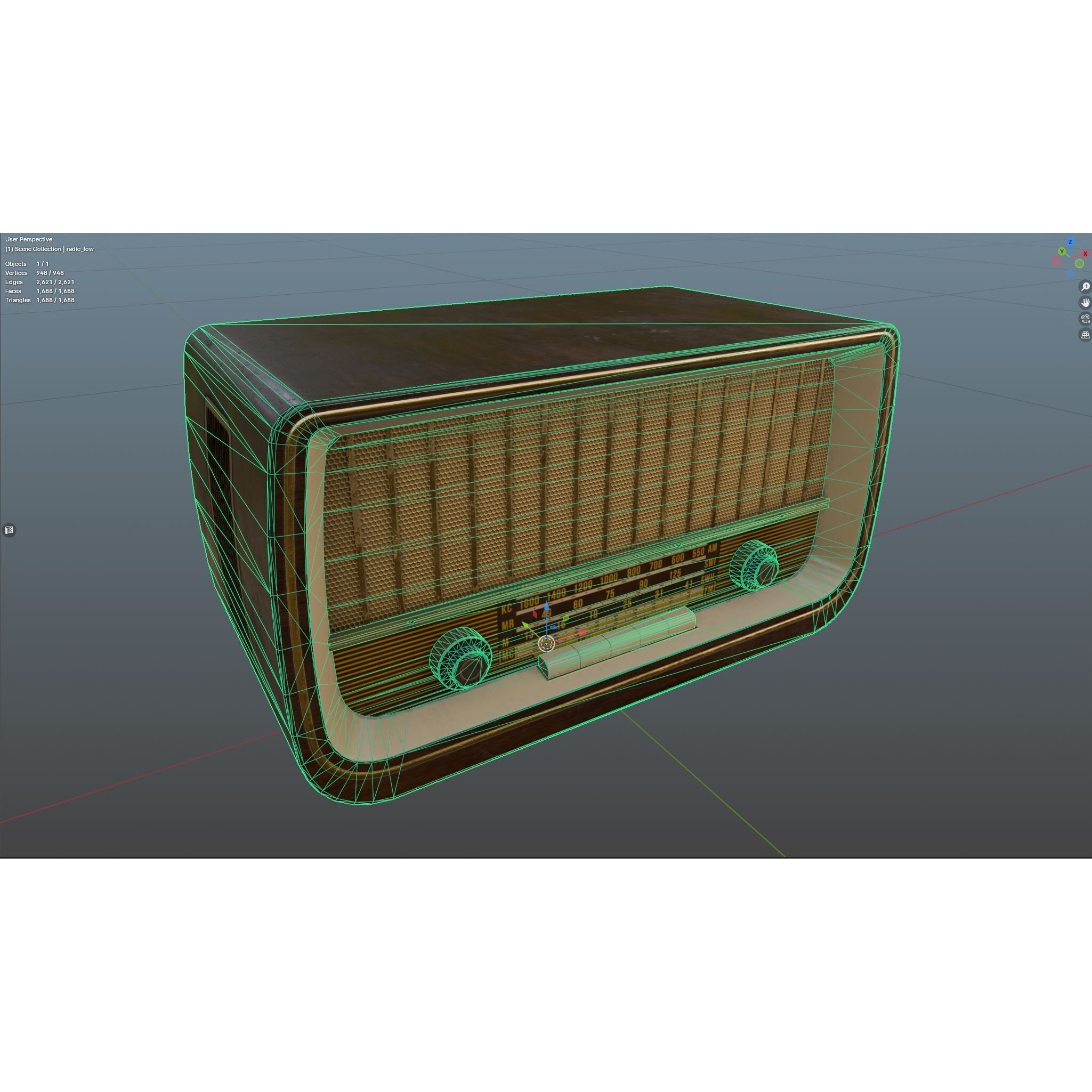 Old Antique Radio - Low-Poly Game-Ready 3D Model - View 15