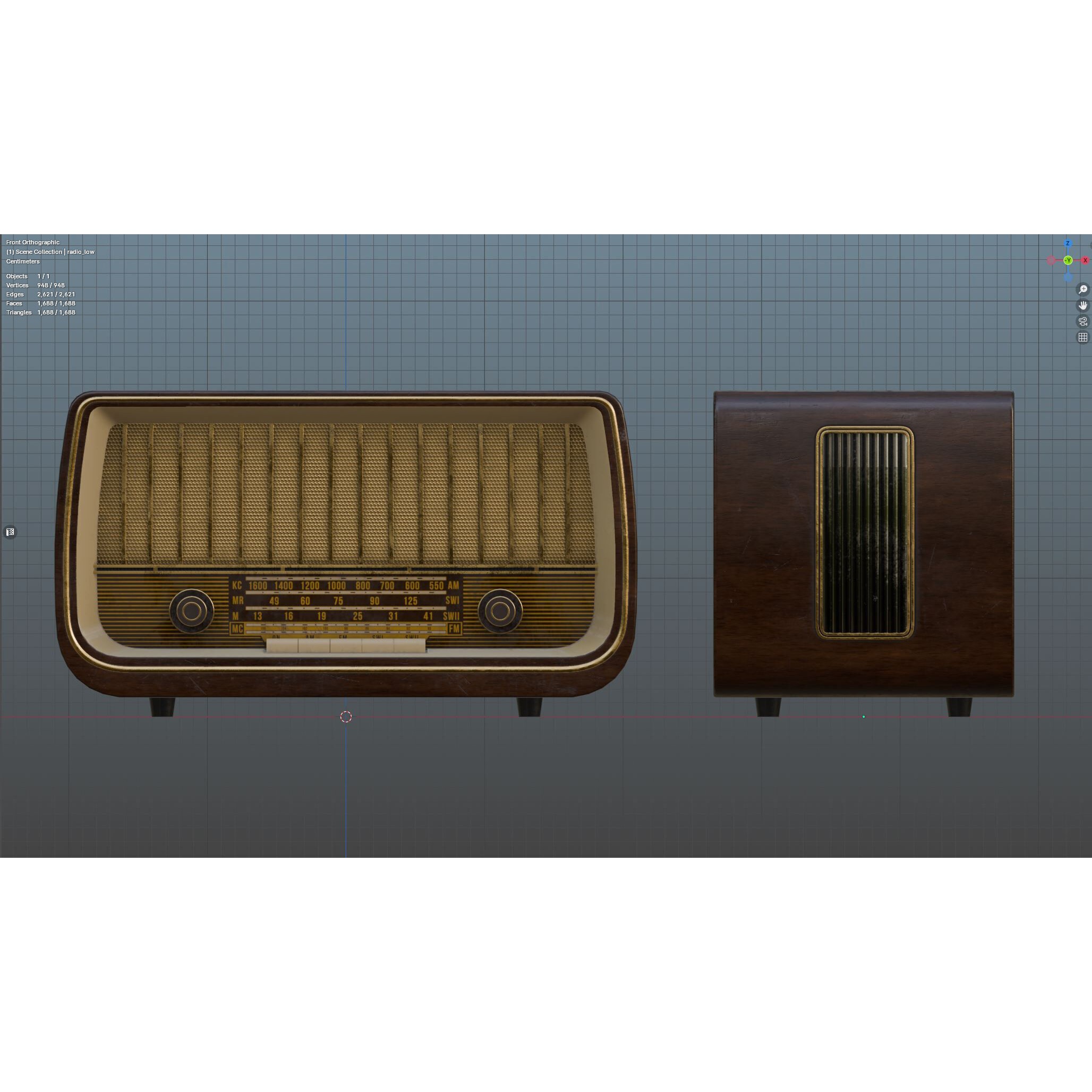 Old Antique Radio - Low-Poly Game-Ready 3D Model - View 16
