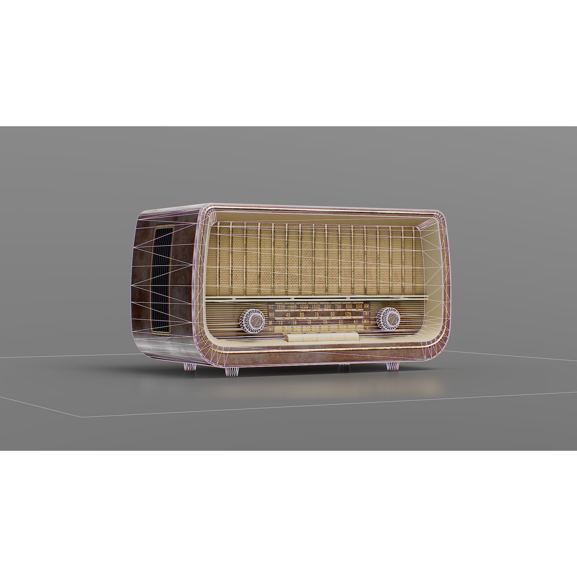 Old Antique Radio - Low-Poly Game-Ready 3D Model - View 3