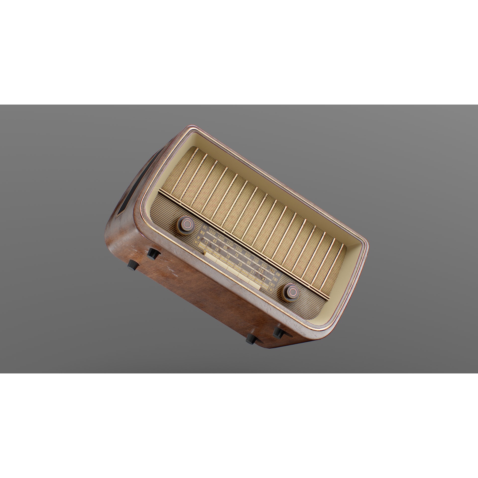 Old Antique Radio - Low-Poly Game-Ready 3D Model - View 4
