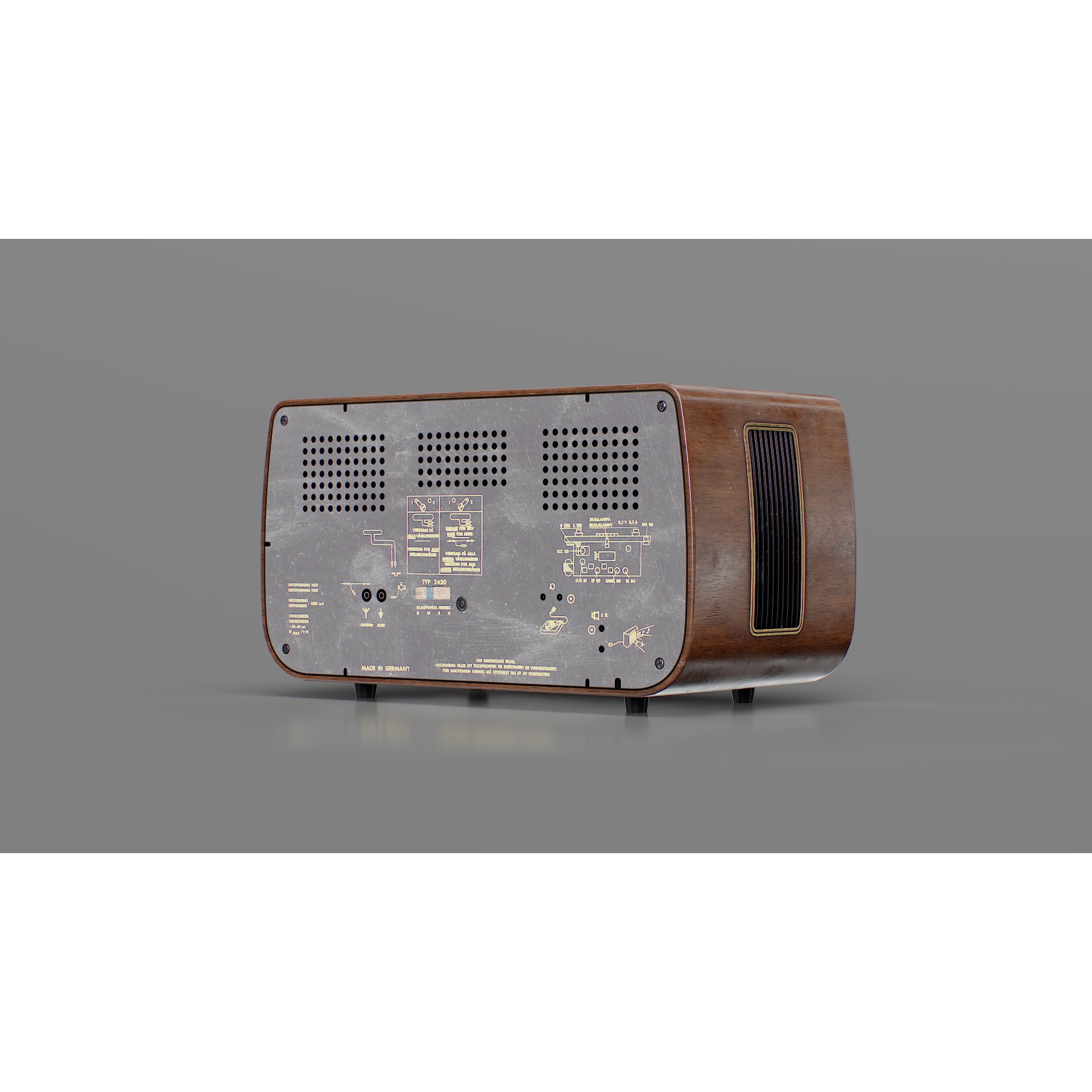 Old Antique Radio - Low-Poly Game-Ready 3D Model - View 6