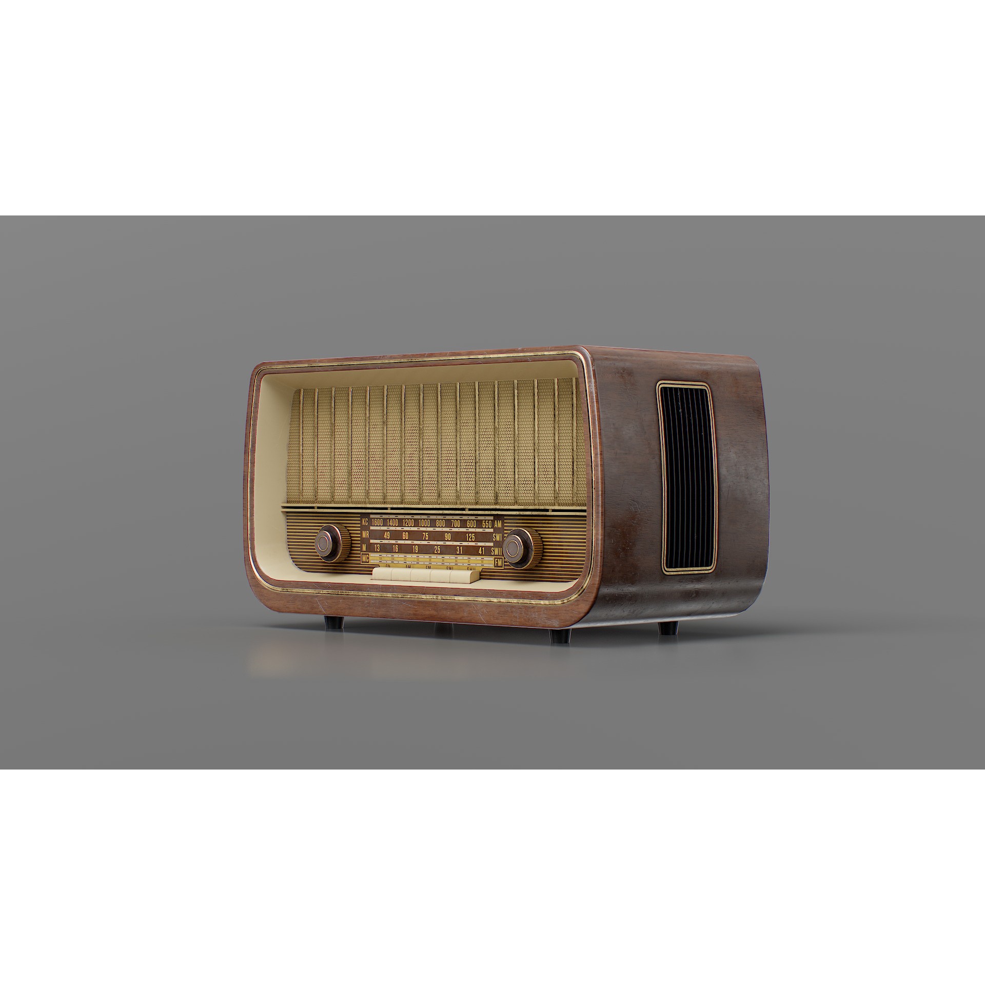 Old Antique Radio - Low-Poly Game-Ready 3D Model - View 8