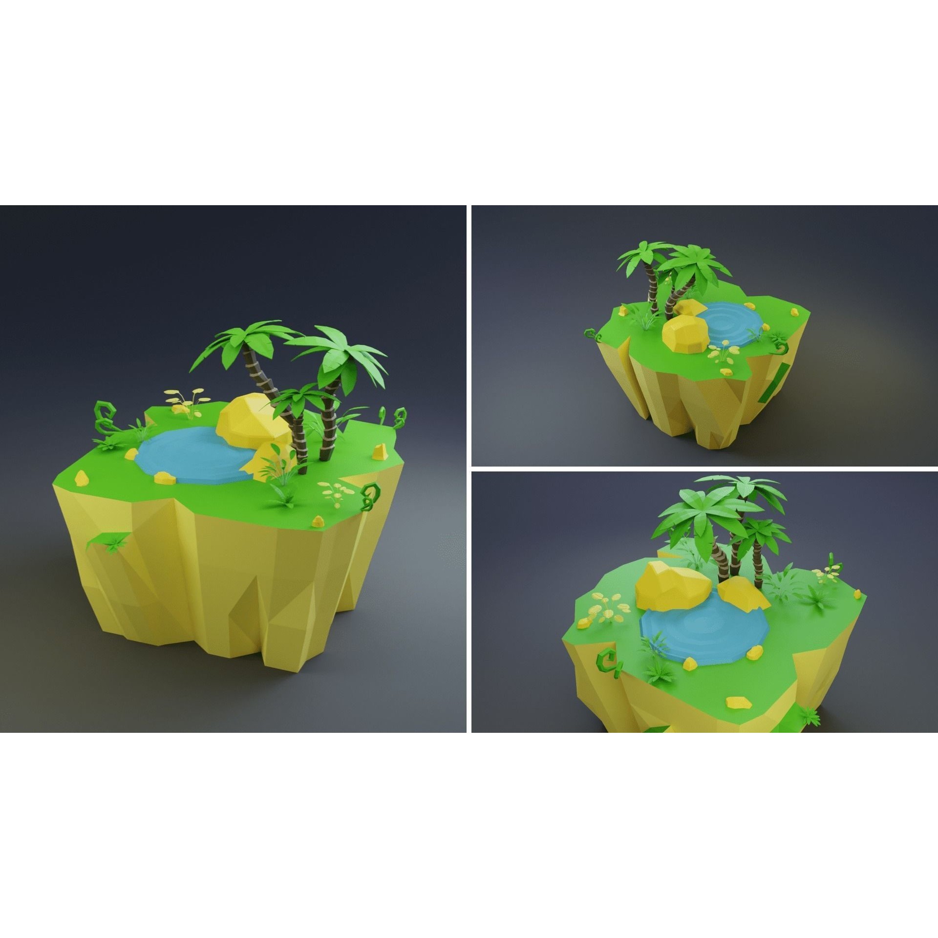 Low Poly Worlds Islands Exteriors Pack - Low-Poly Game-Ready 3D Model - View 10
