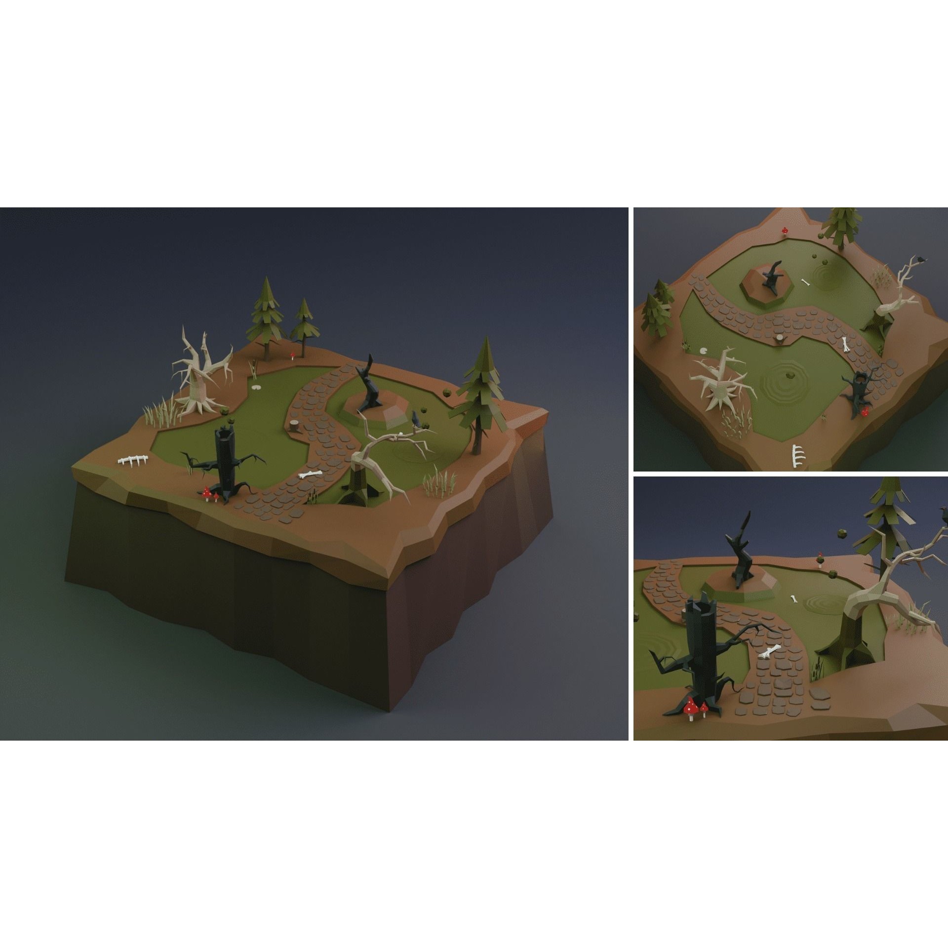 Low Poly Worlds Islands Exteriors Pack - Low-Poly Game-Ready 3D Model - View 17