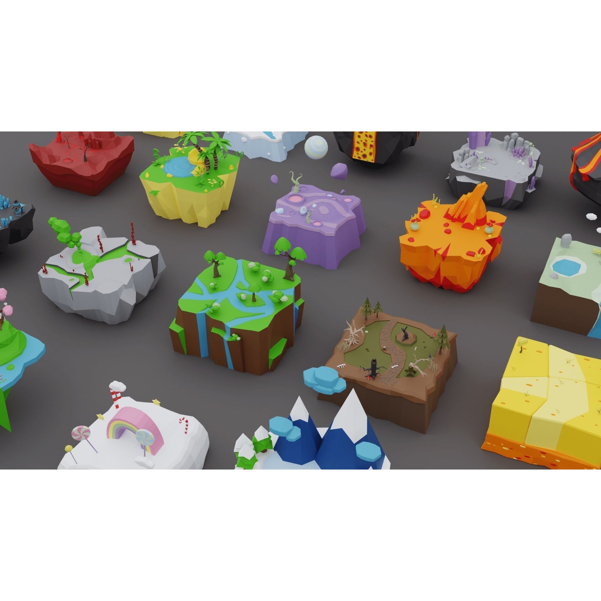 Low Poly Worlds Islands Exteriors Pack - Low-Poly Game-Ready 3D Model - View 24