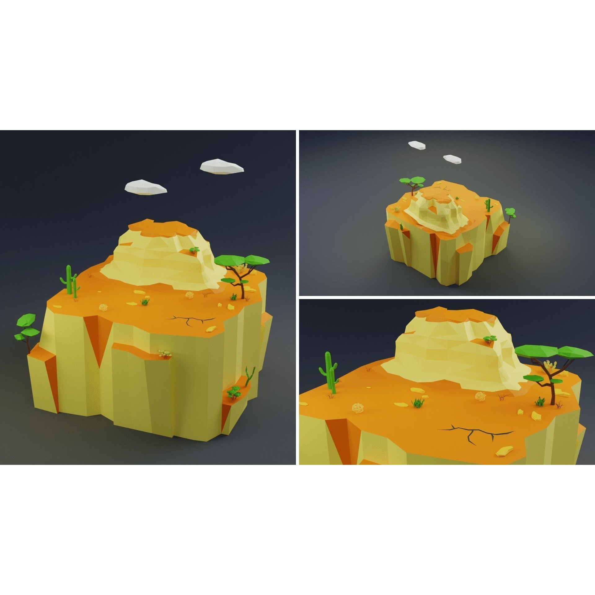 Low Poly Worlds Islands Exteriors Pack - Low-Poly Game-Ready 3D Model - View 4