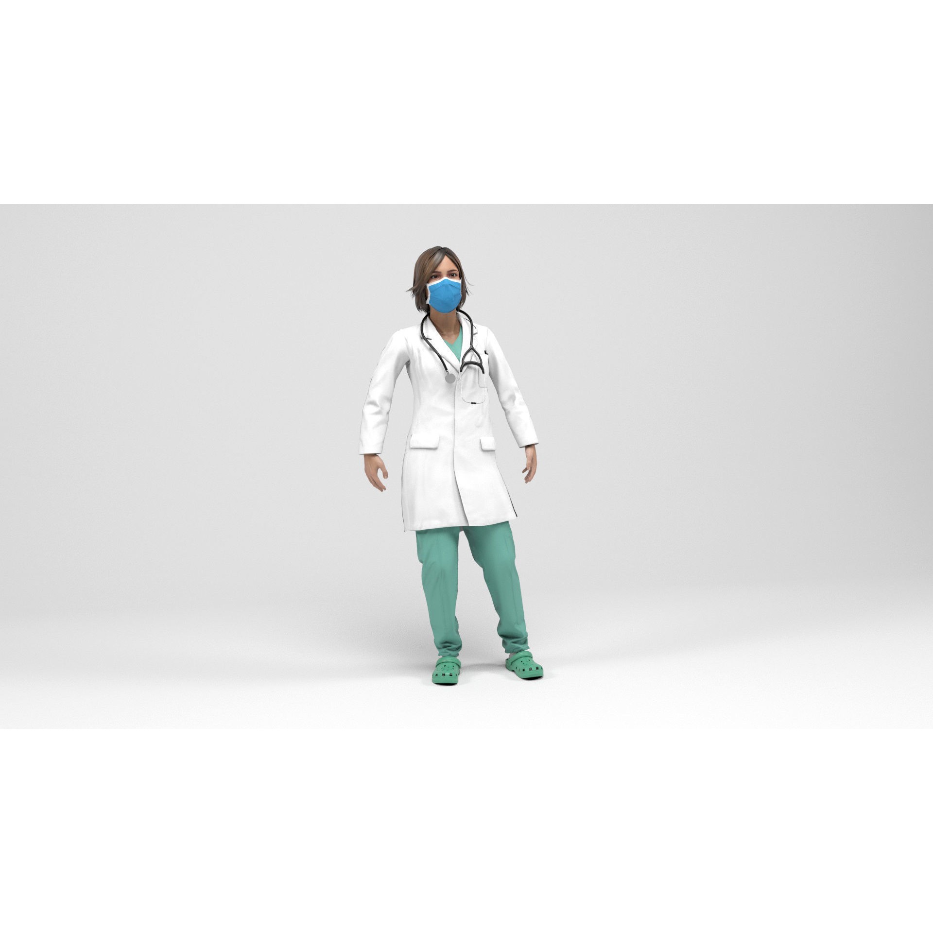 Female Doctor - Low-Poly Game-Ready 3D Model - View 10