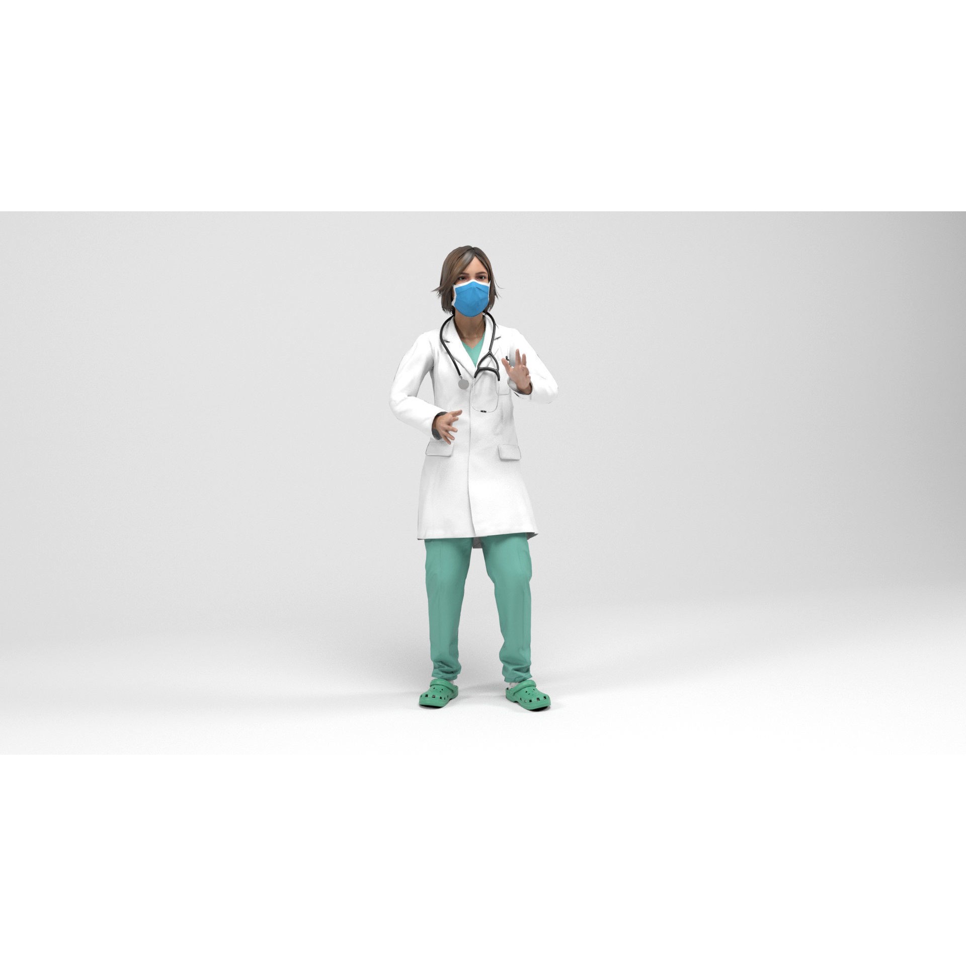 Female Doctor - Low-Poly Game-Ready 3D Model - View 11