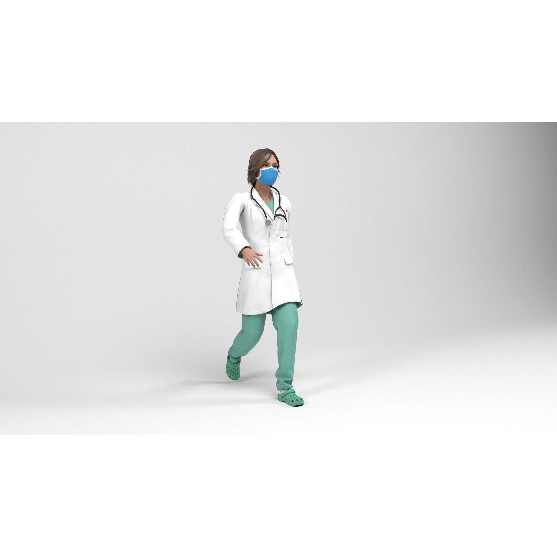 Female Doctor - Low-Poly Game-Ready 3D Model - View 12