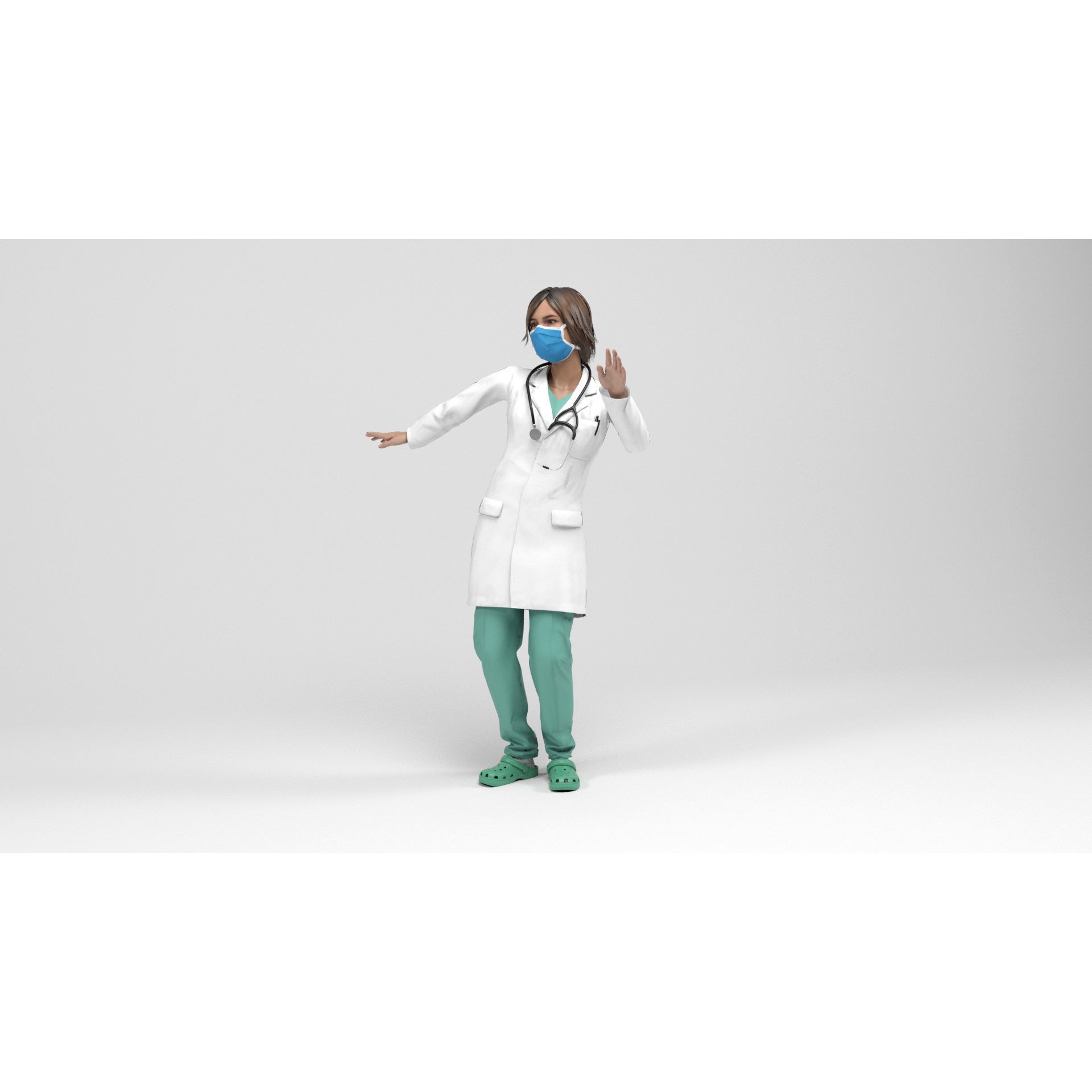 Female Doctor - Low-Poly Game-Ready 3D Model - View 13