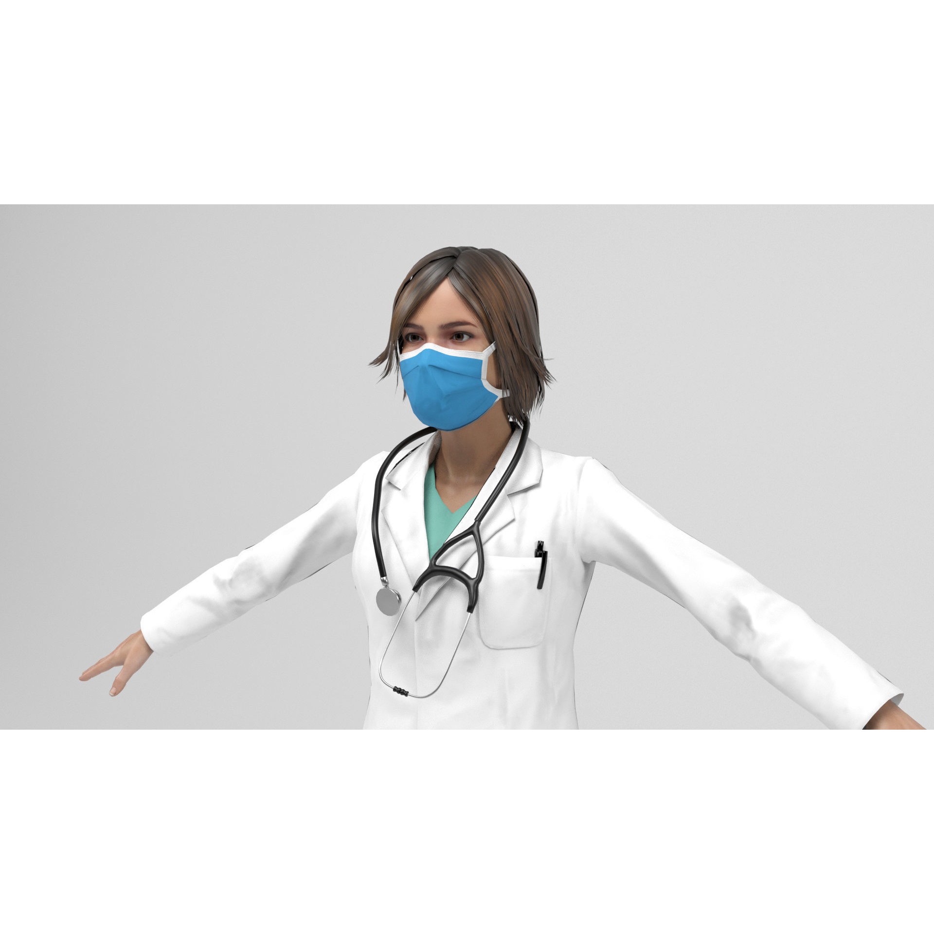 Female Doctor - Low-Poly Game-Ready 3D Model - View 14