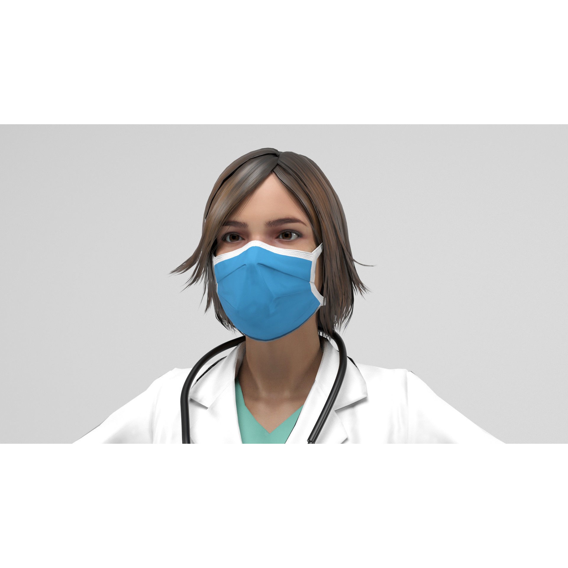 Female Doctor - Low-Poly Game-Ready 3D Model - View 15