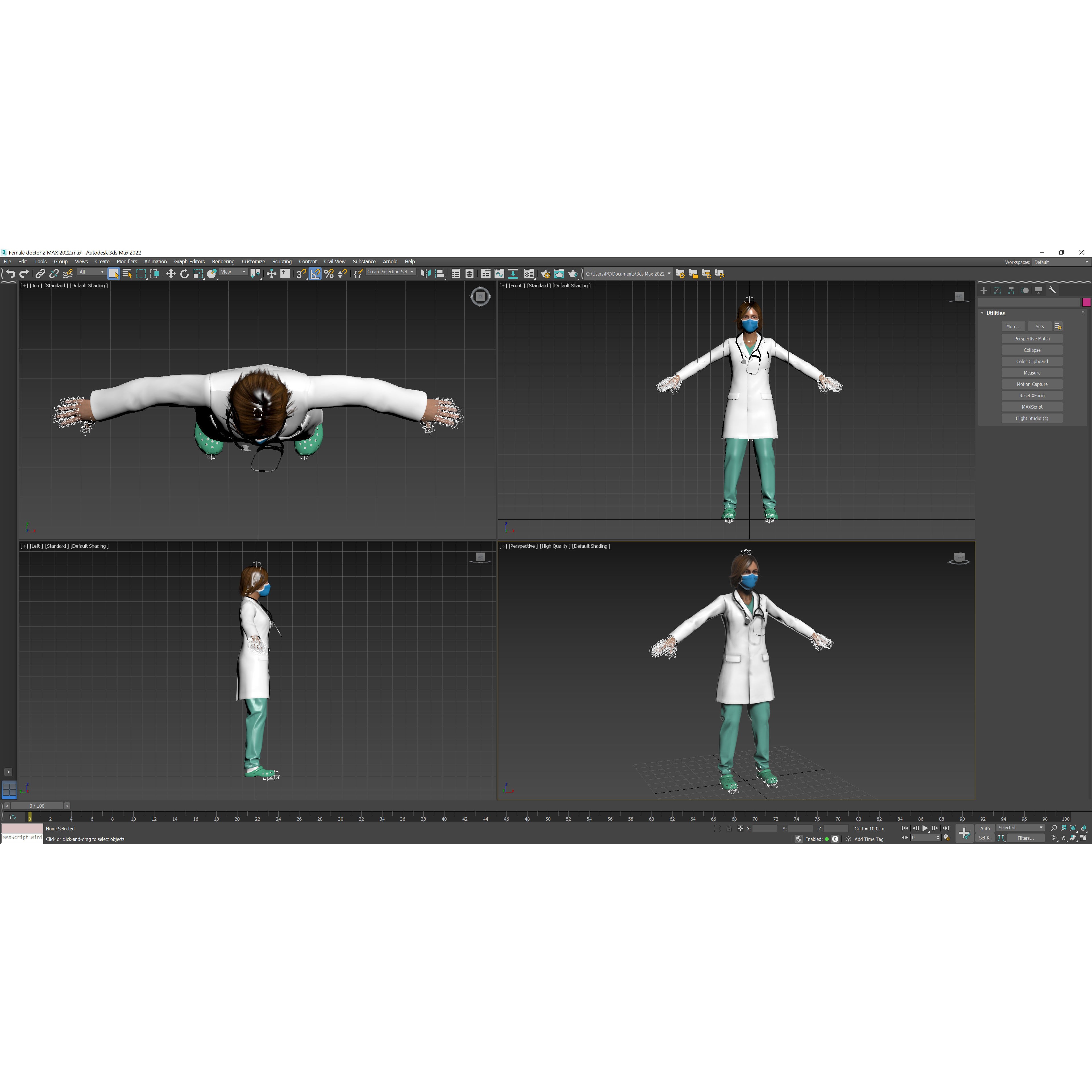 Female Doctor - Low-Poly Game-Ready 3D Model - View 16