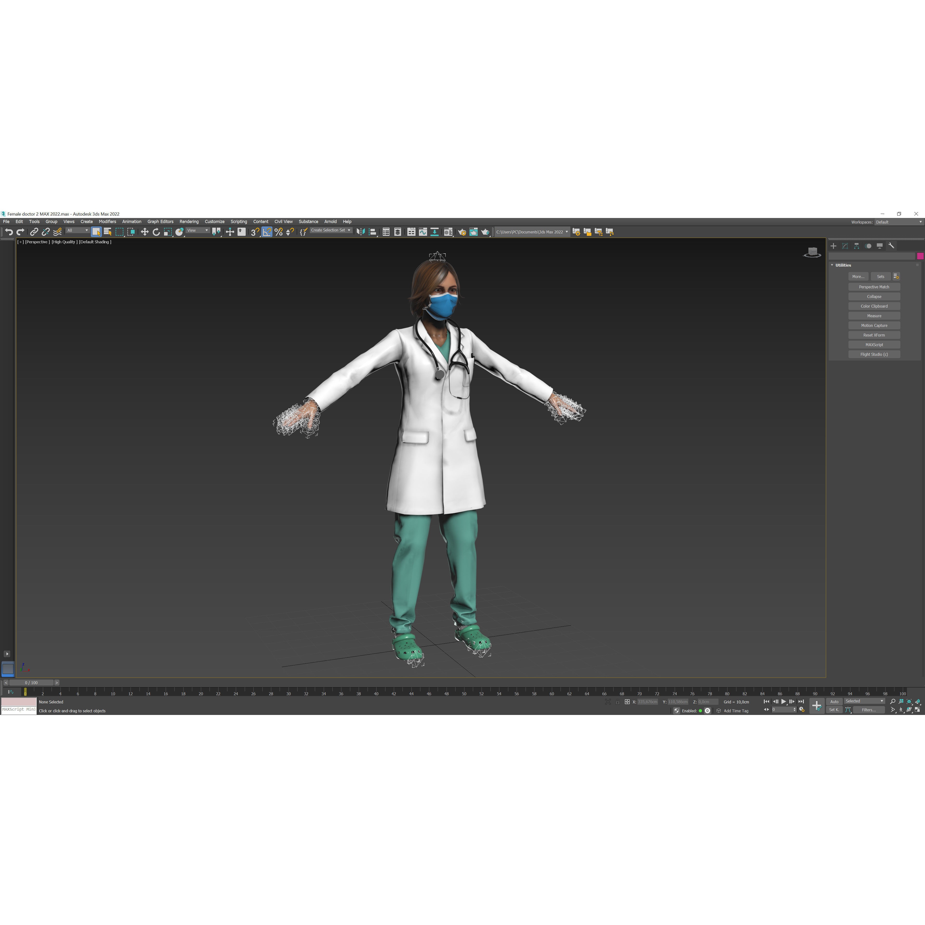 Female Doctor - Low-Poly Game-Ready 3D Model - View 17