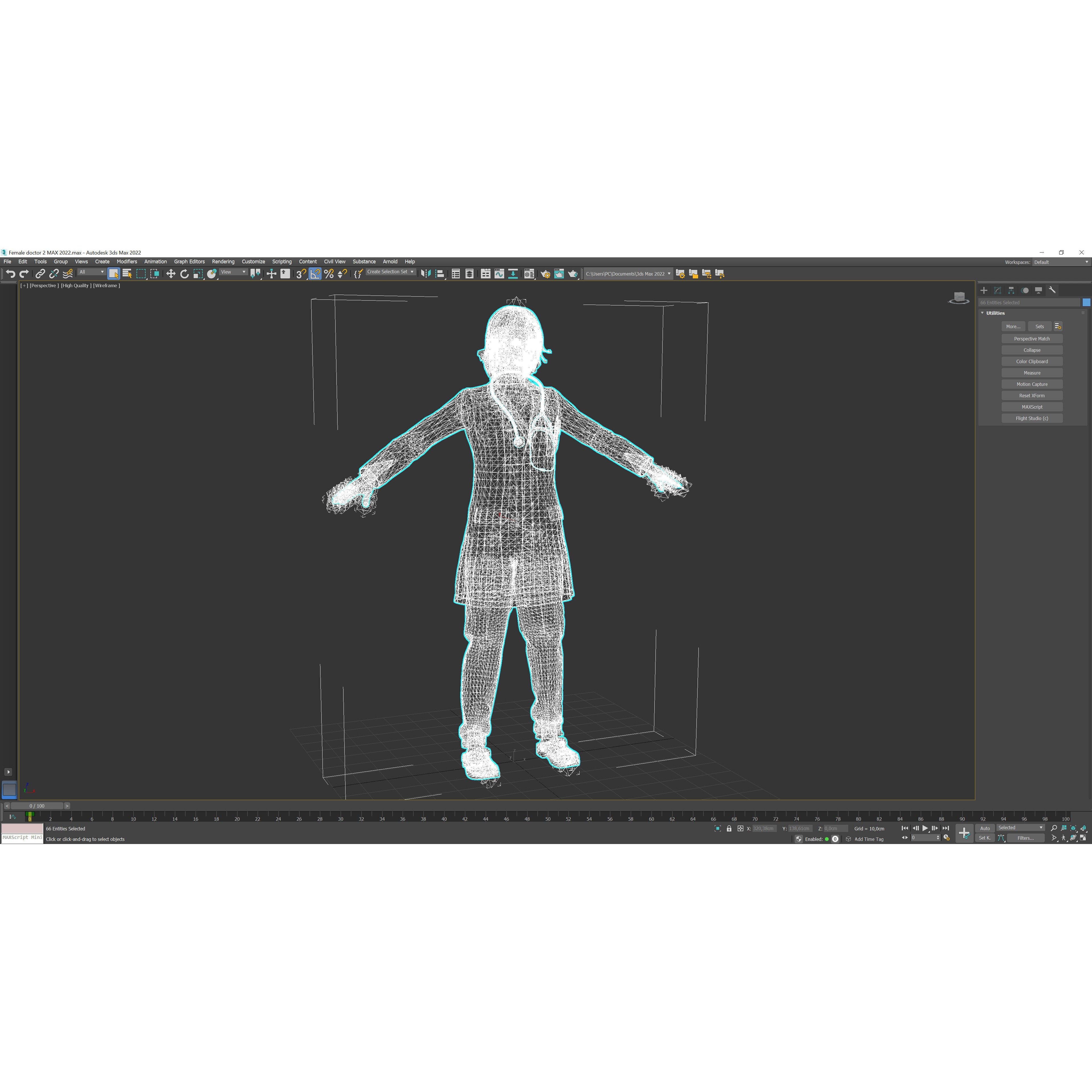 Female Doctor - Low-Poly Game-Ready 3D Model - View 18