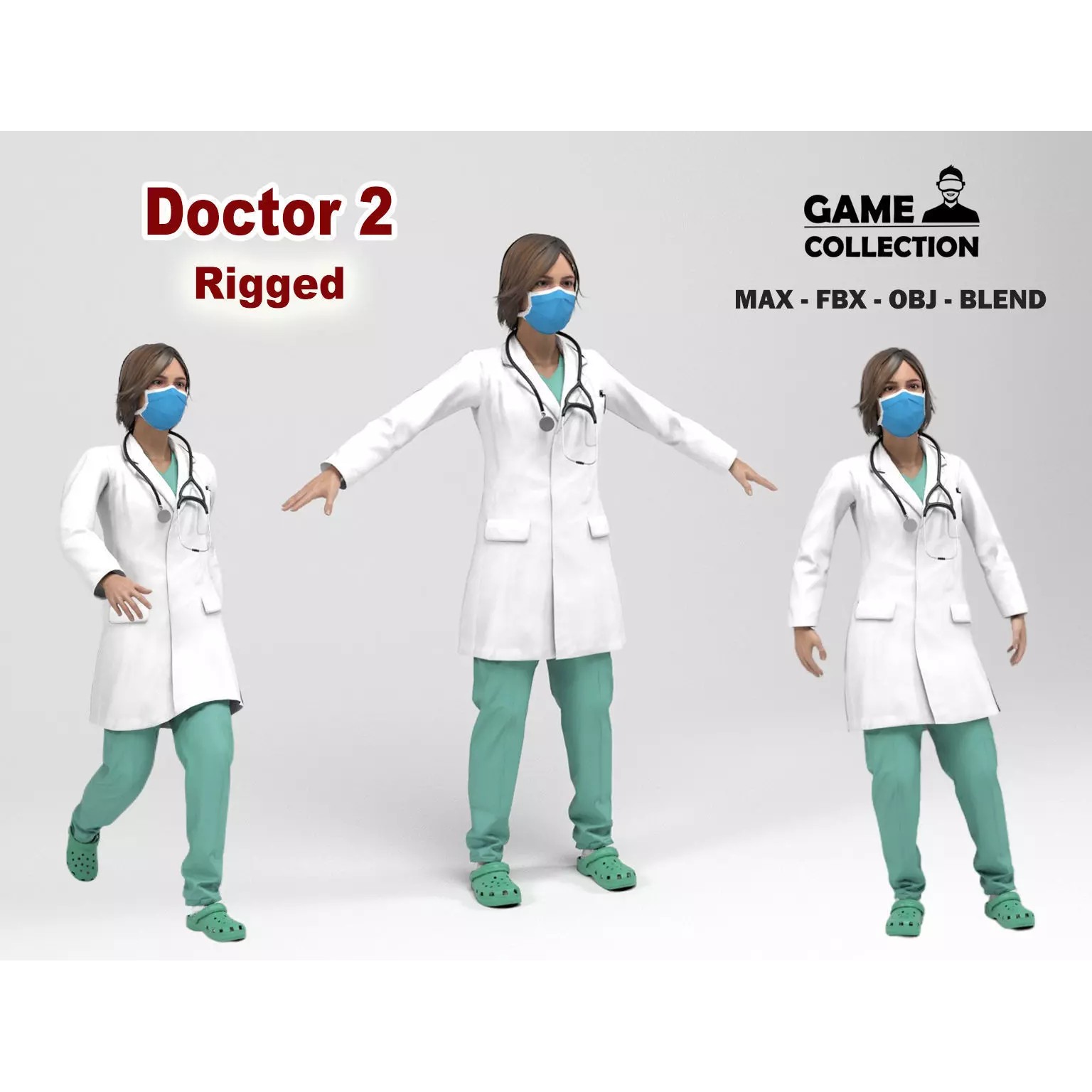 Female Doctor - Low-Poly Game-Ready 3D Model - View 2