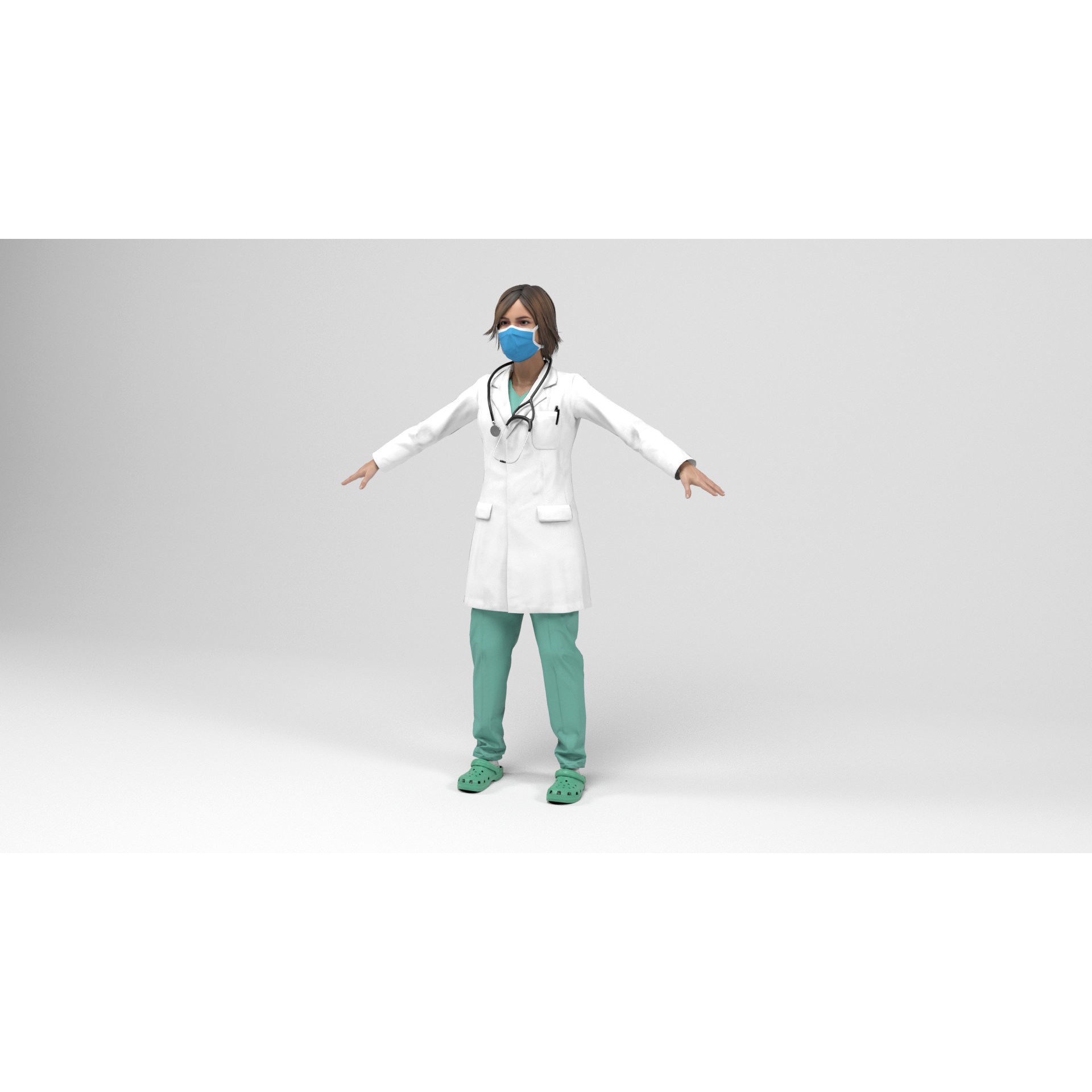 Female Doctor - Low-Poly Game-Ready 3D Model - View 3