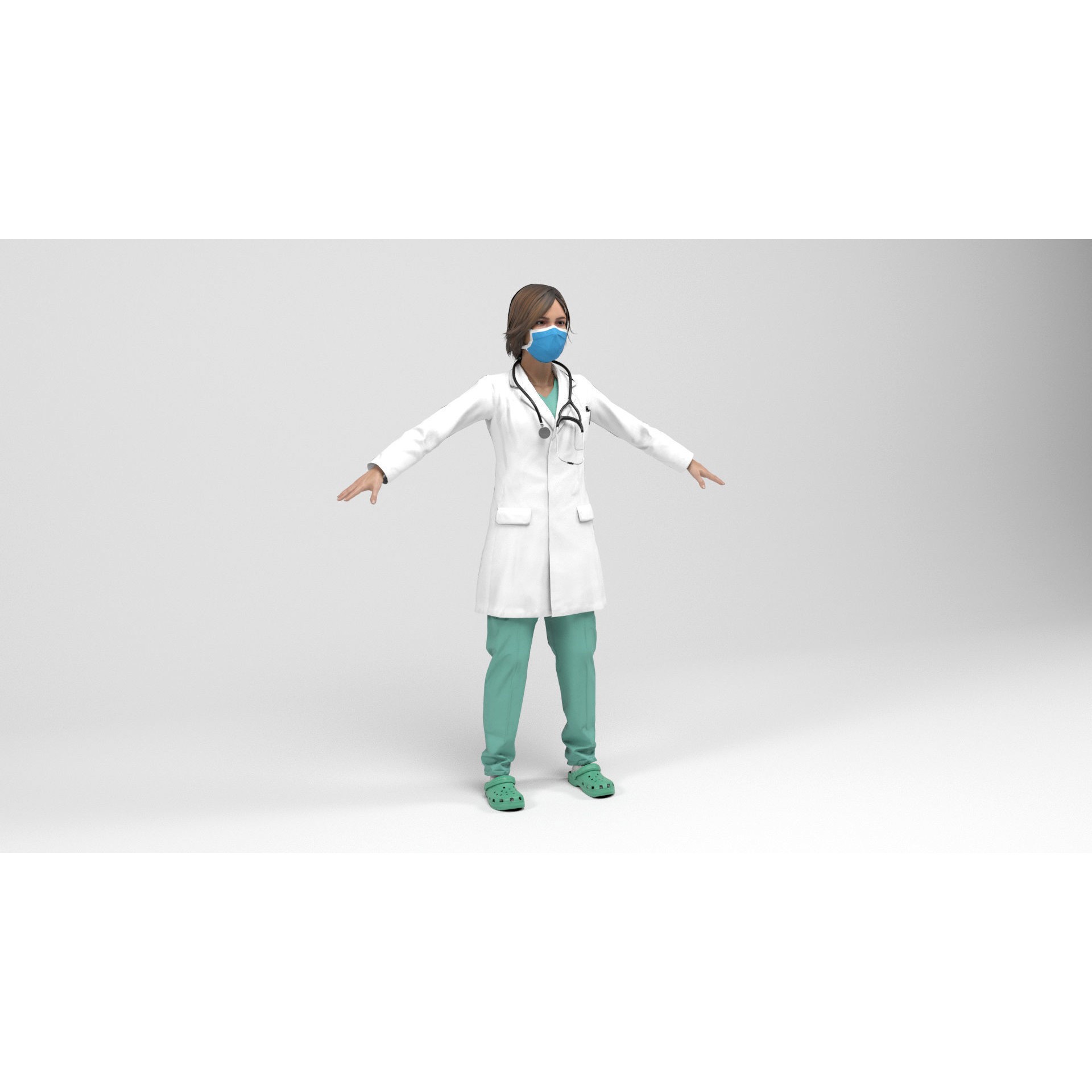 Female Doctor - Low-Poly Game-Ready 3D Model - View 4