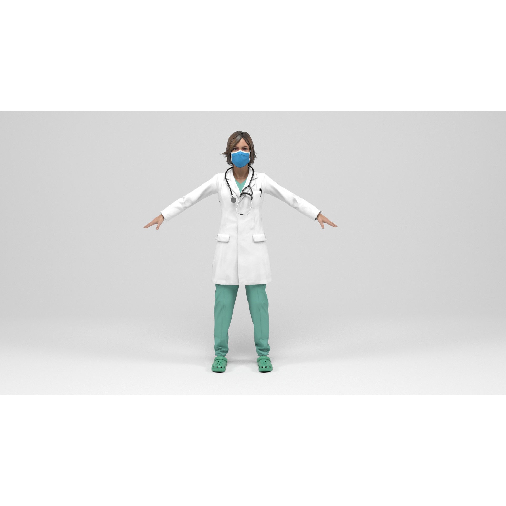 Female Doctor - Low-Poly Game-Ready 3D Model - View 5