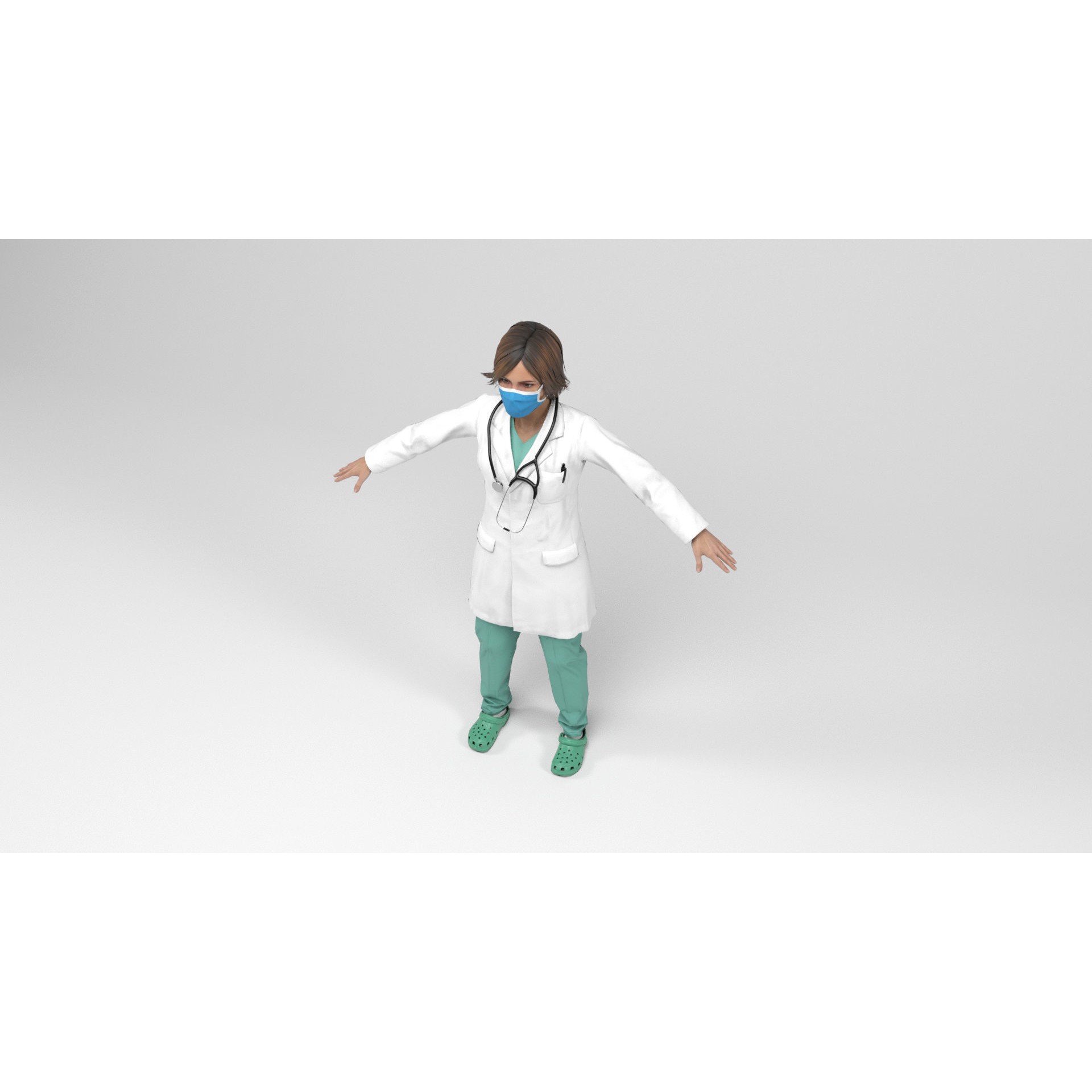 Female Doctor - Low-Poly Game-Ready 3D Model - View 8