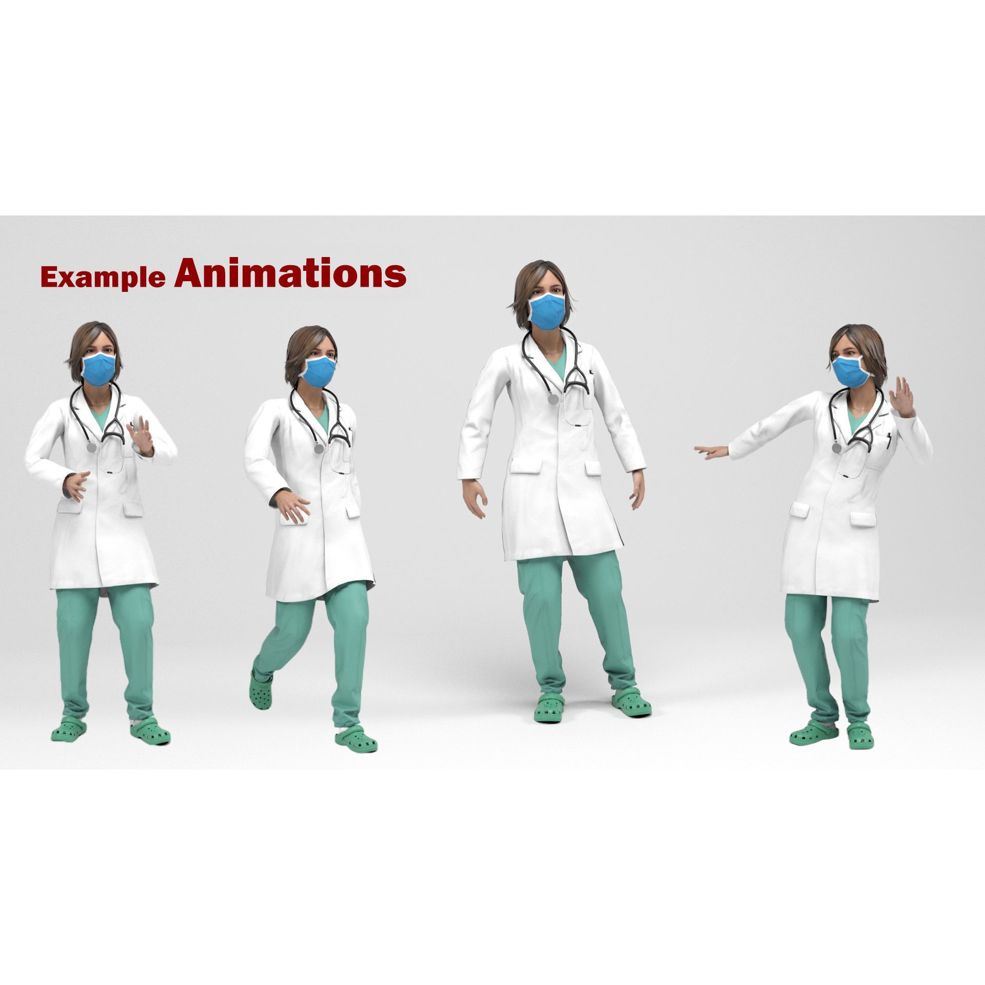 Female Doctor - Low-Poly Game-Ready 3D Model - View 9