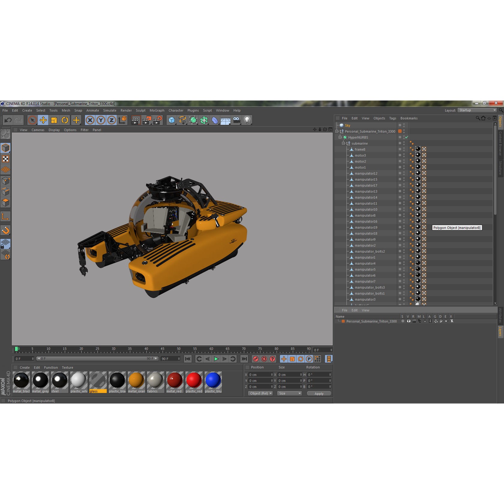Personal Submarine Triton 3300 - Game-Ready 3D Model - View 21