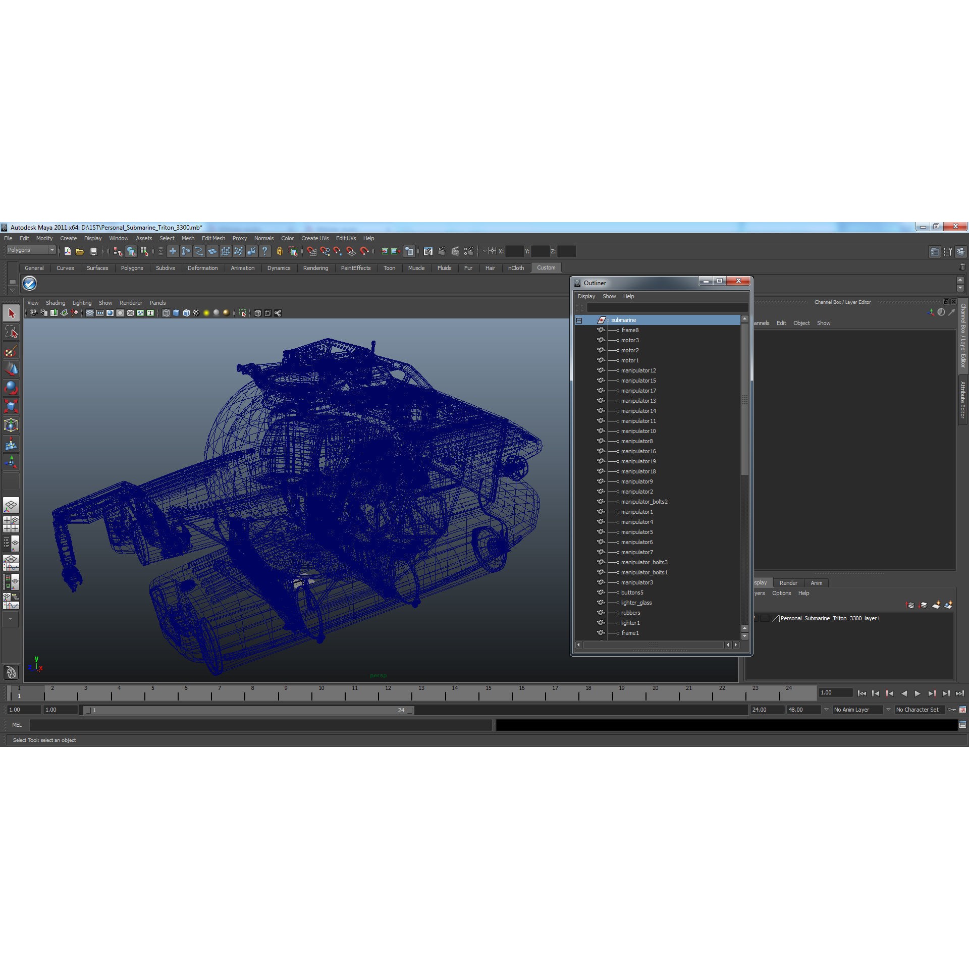 Personal Submarine Triton 3300 - Game-Ready 3D Model - View 22