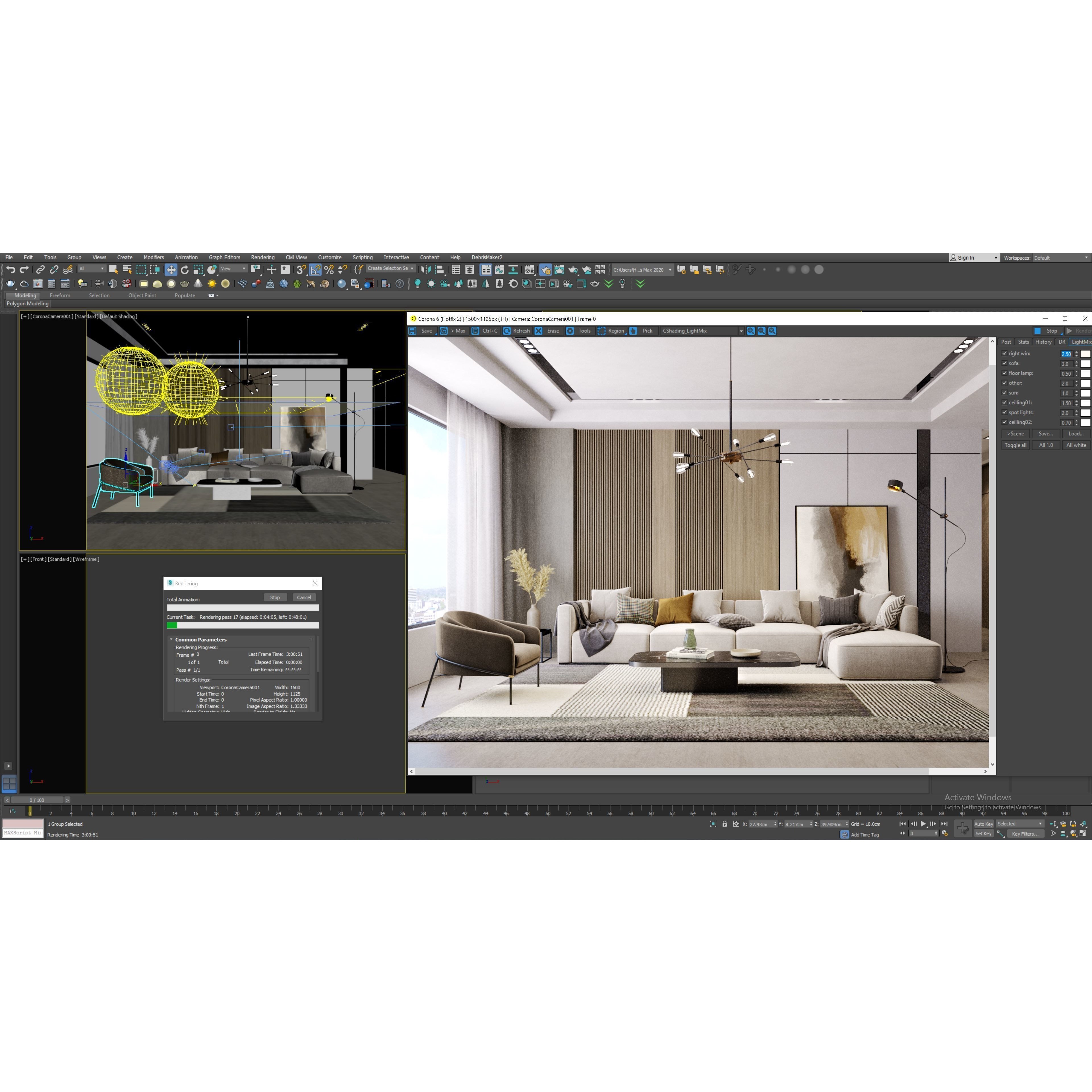 Interior Living Room Scene 17 - Full-Featured 3D Model - View 6