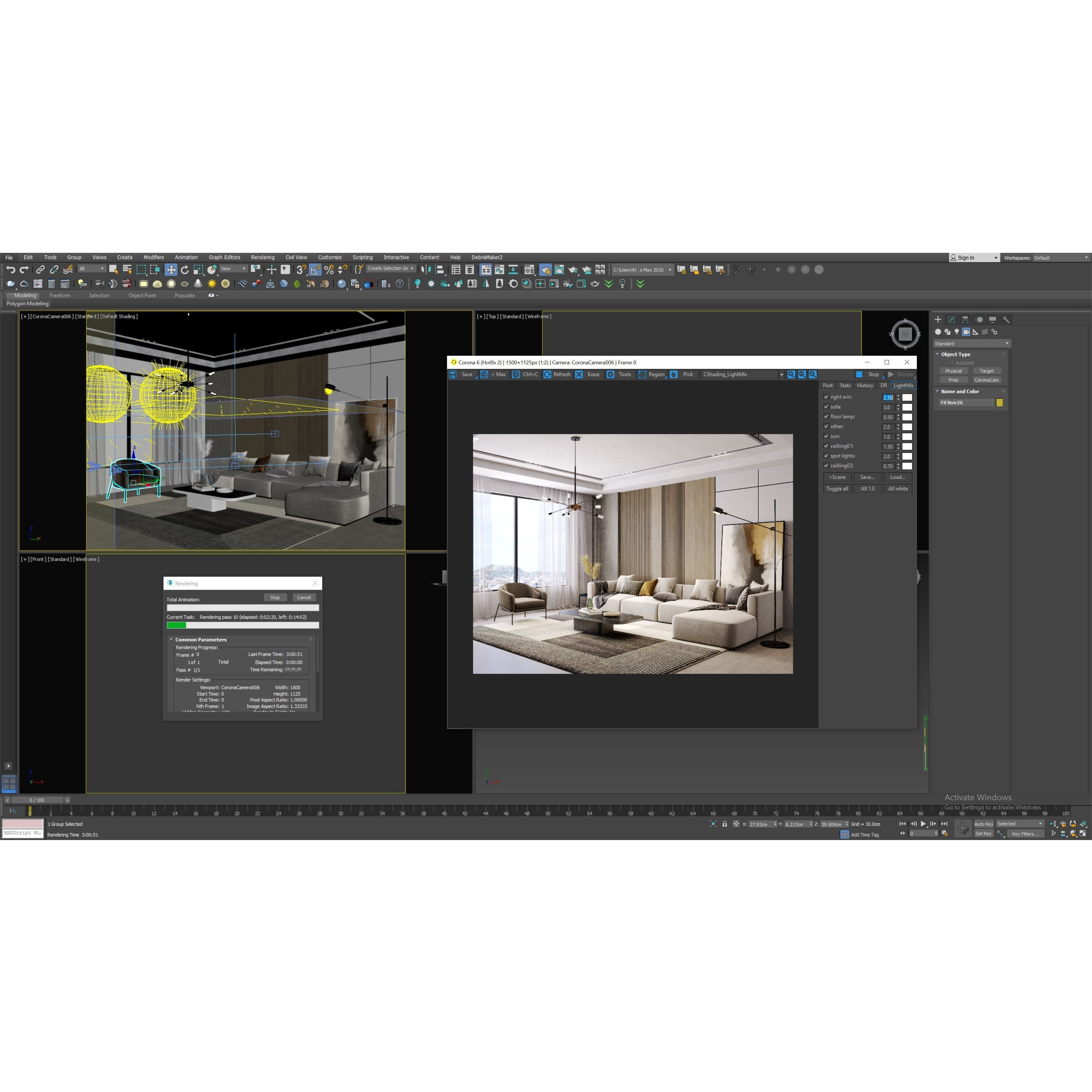 Interior Living Room Scene 17 - Full-Featured 3D Model - View 7