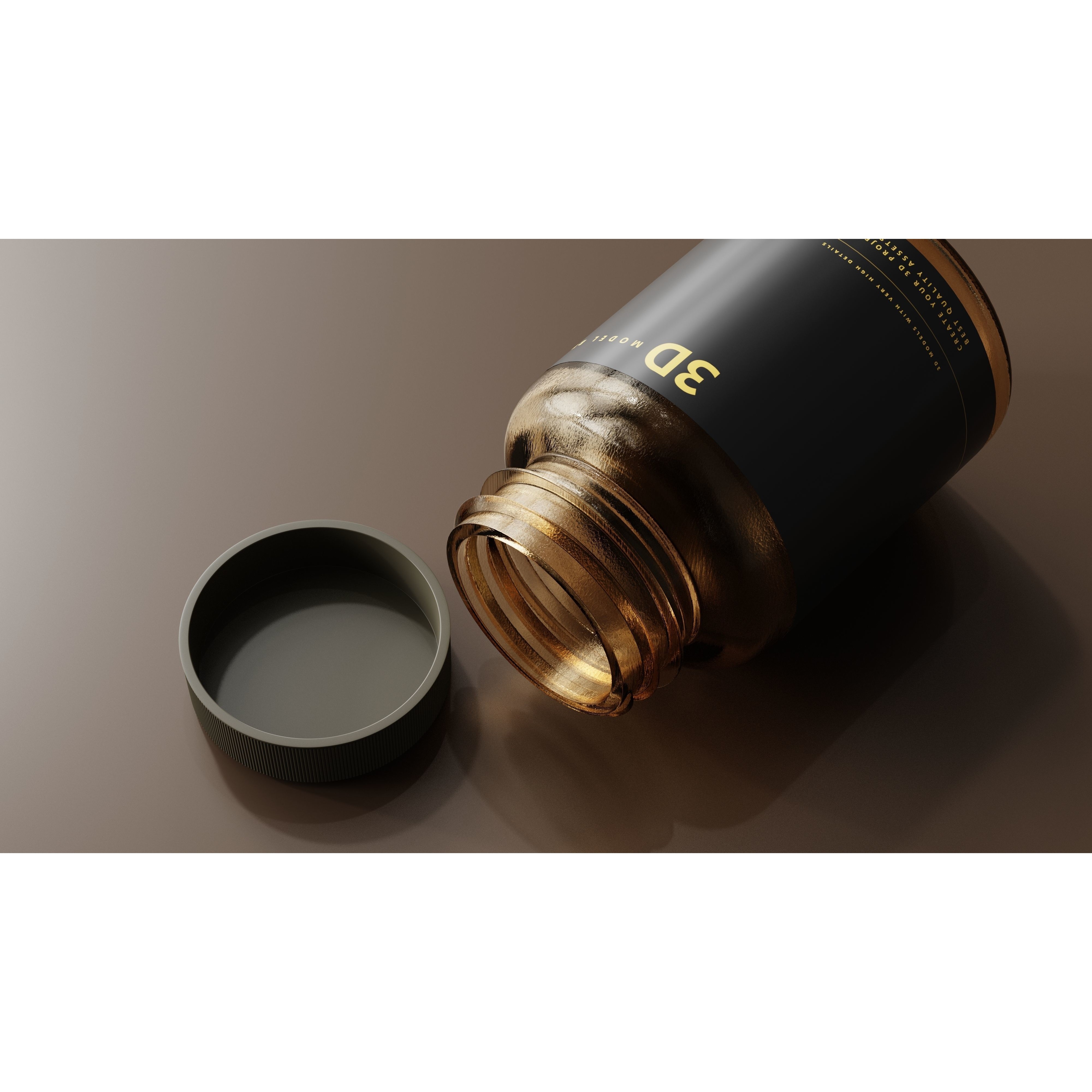 Amber Glass Bottle - Low-Poly Game-Ready 3D Model - View 3