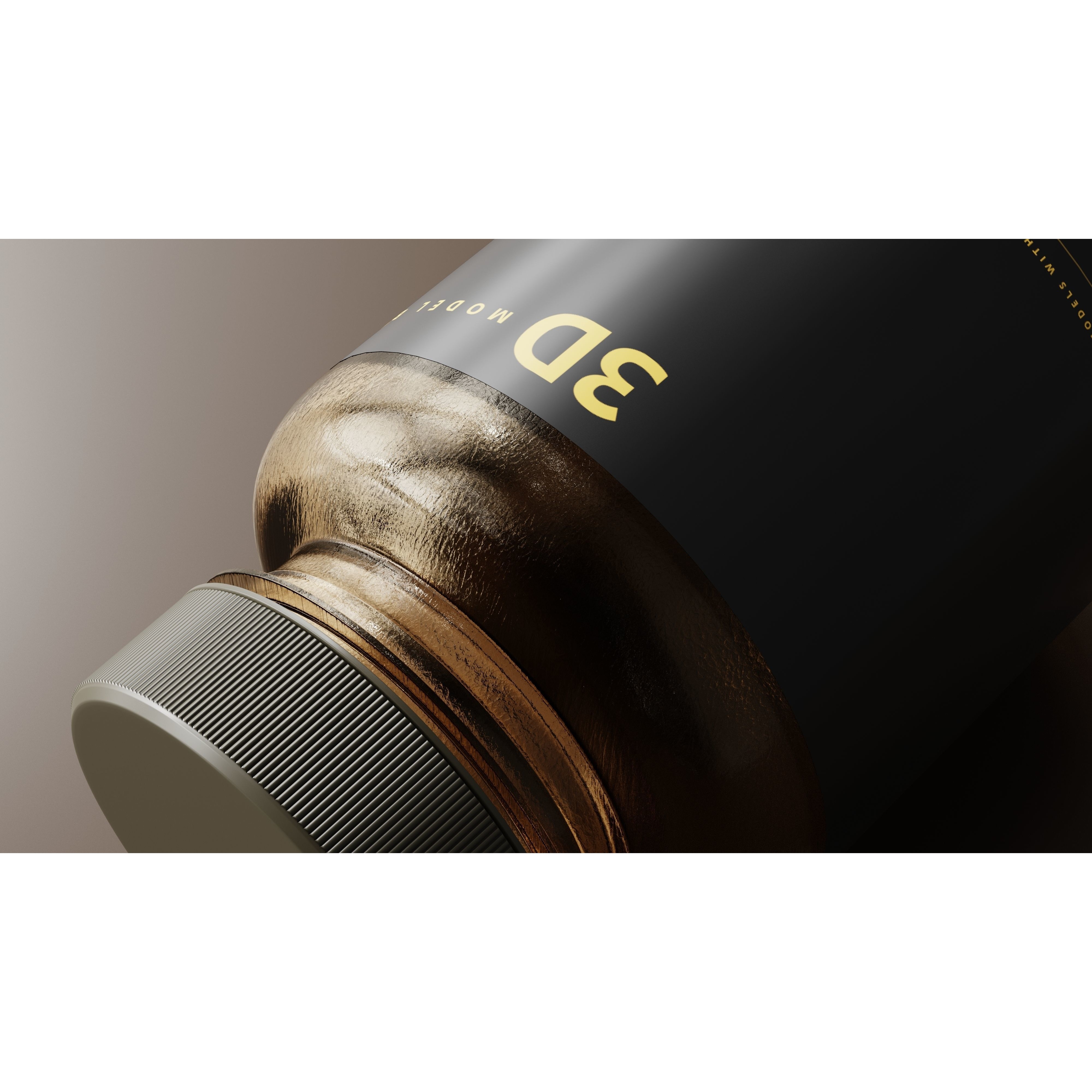 Amber Glass Bottle - Low-Poly Game-Ready 3D Model - View 4