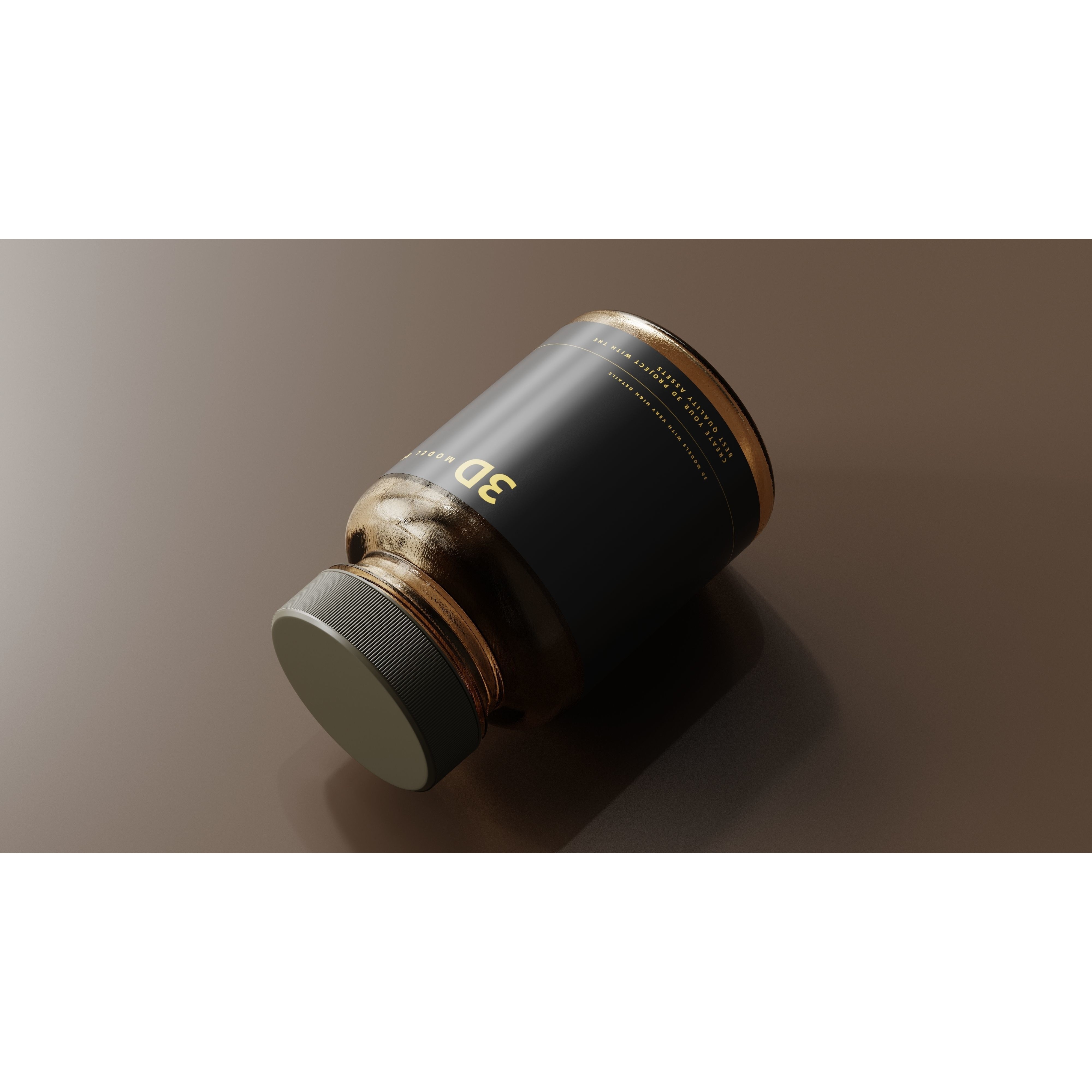 Amber Glass Bottle - Low-Poly Game-Ready 3D Model - View 5