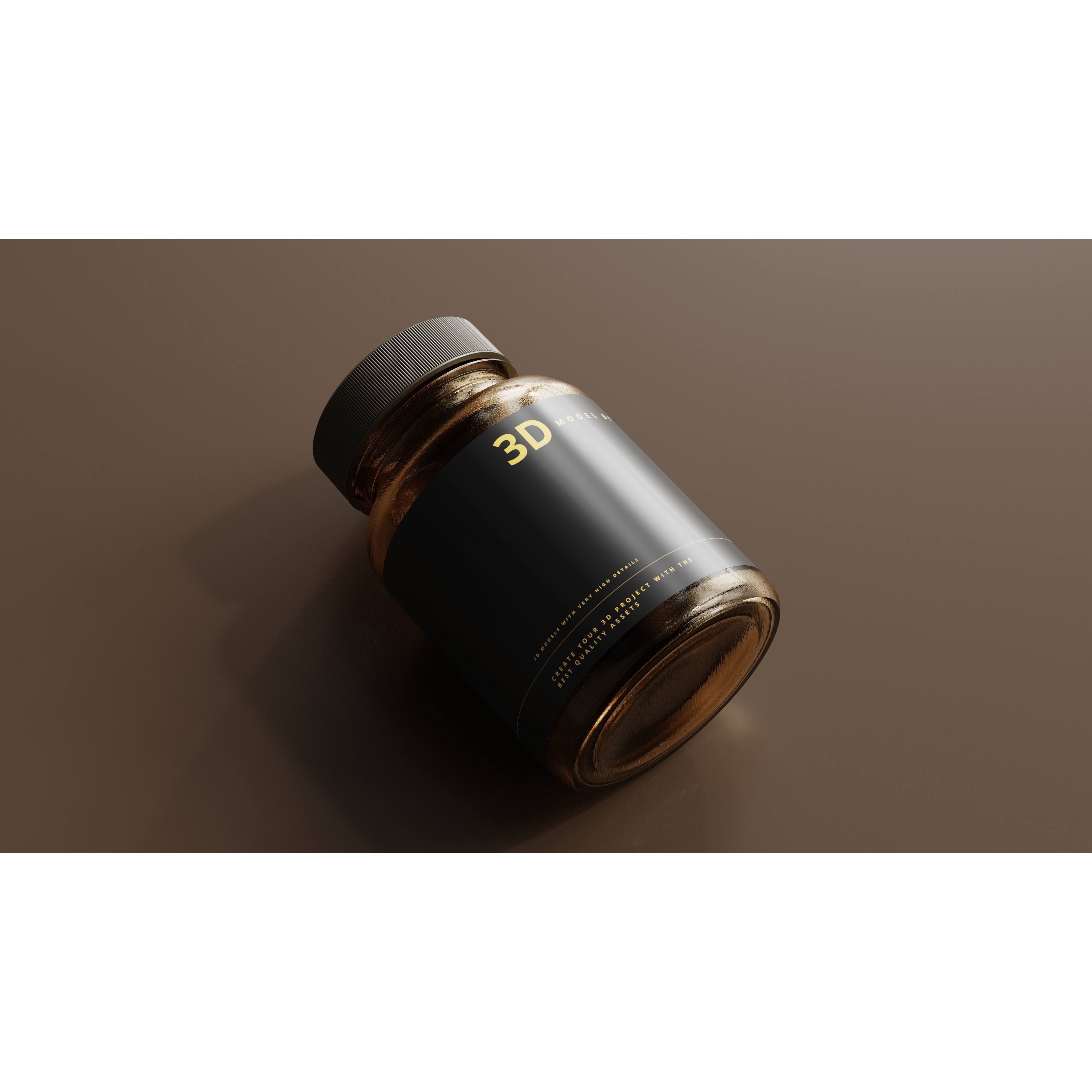 Amber Glass Bottle - Low-Poly Game-Ready 3D Model - View 6