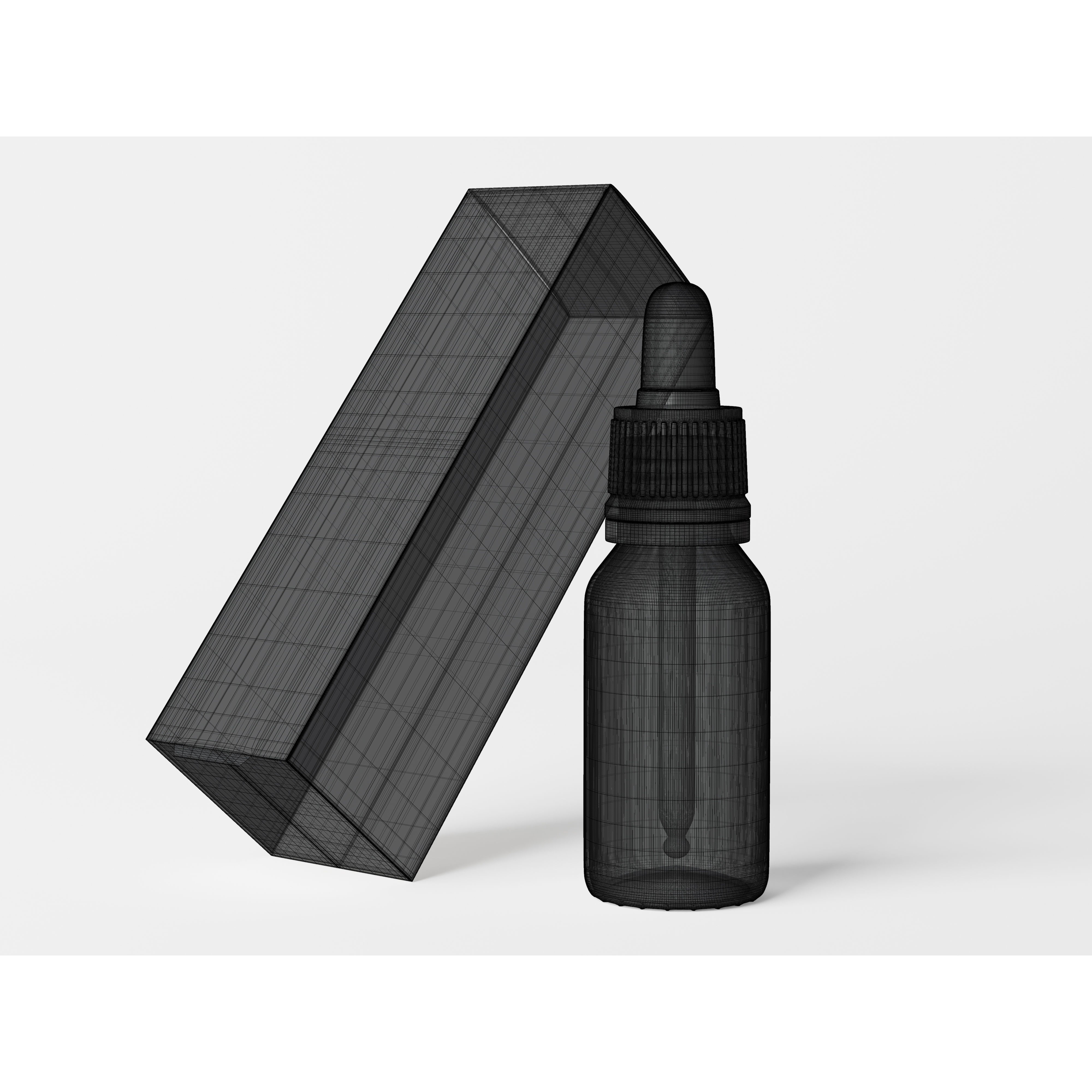 Clear Glass Dropper Bottle - Low-Poly 3D Model - View 10