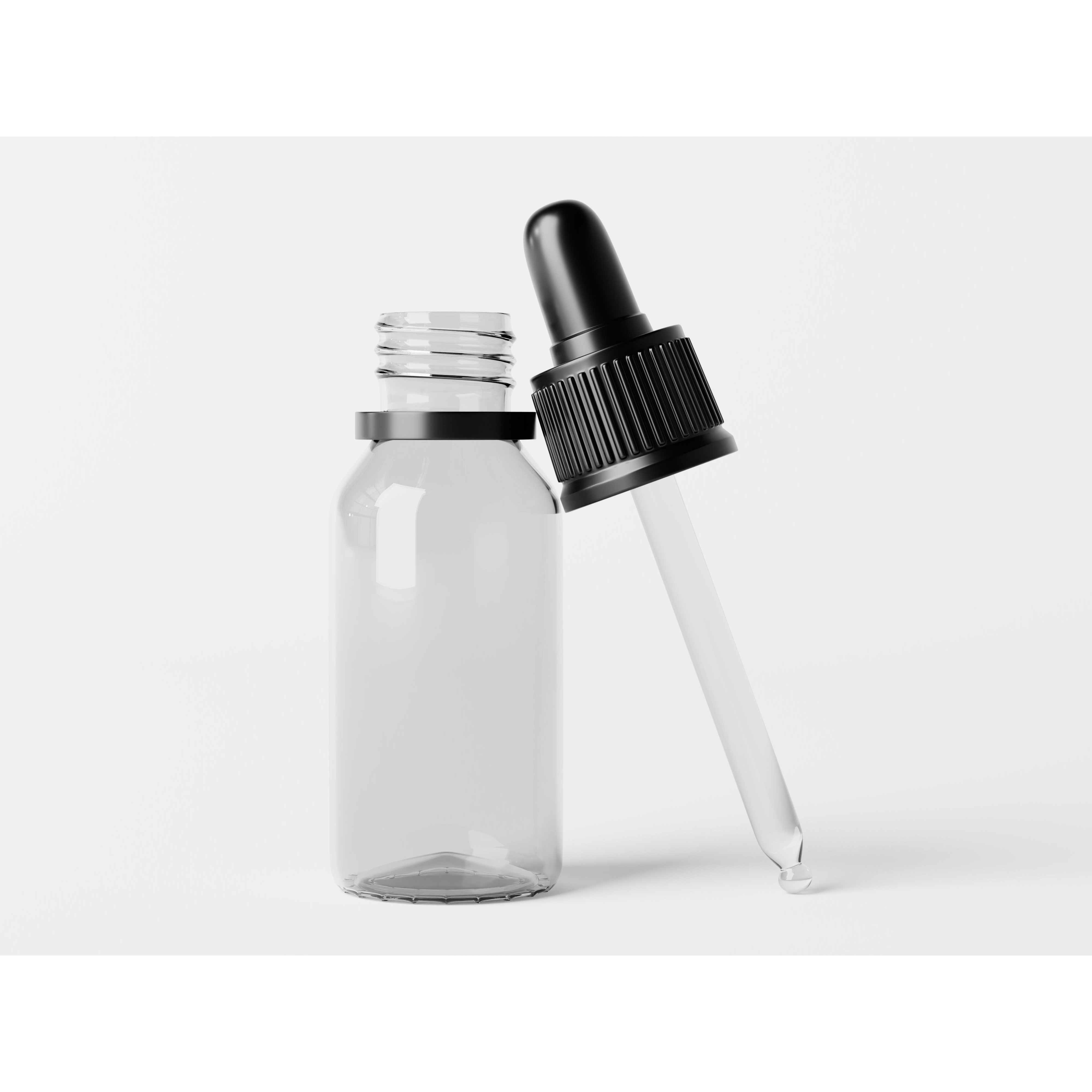 Clear Glass Dropper Bottle - Low-Poly 3D Model - View 6