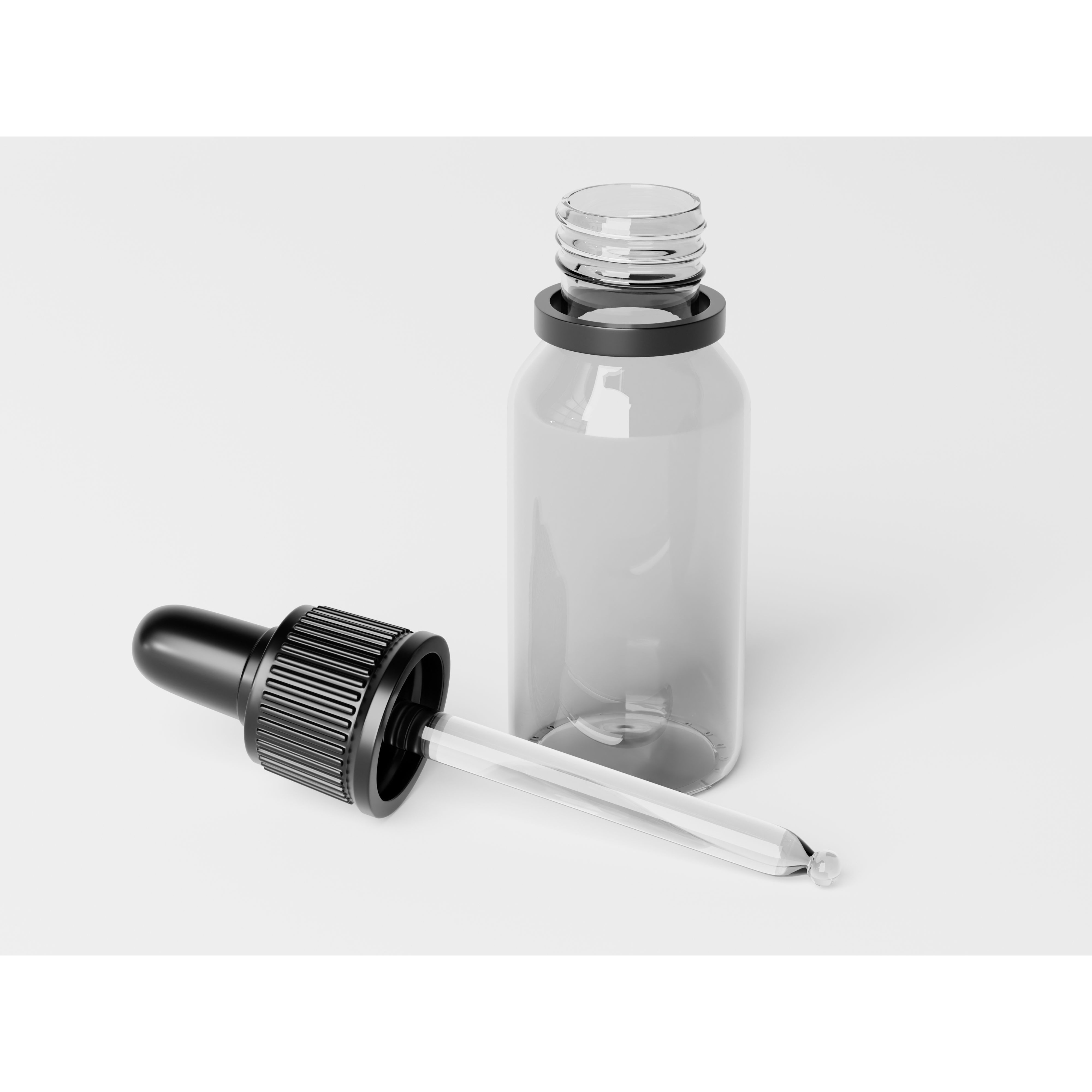 Clear Glass Dropper Bottle - Low-Poly 3D Model - View 7