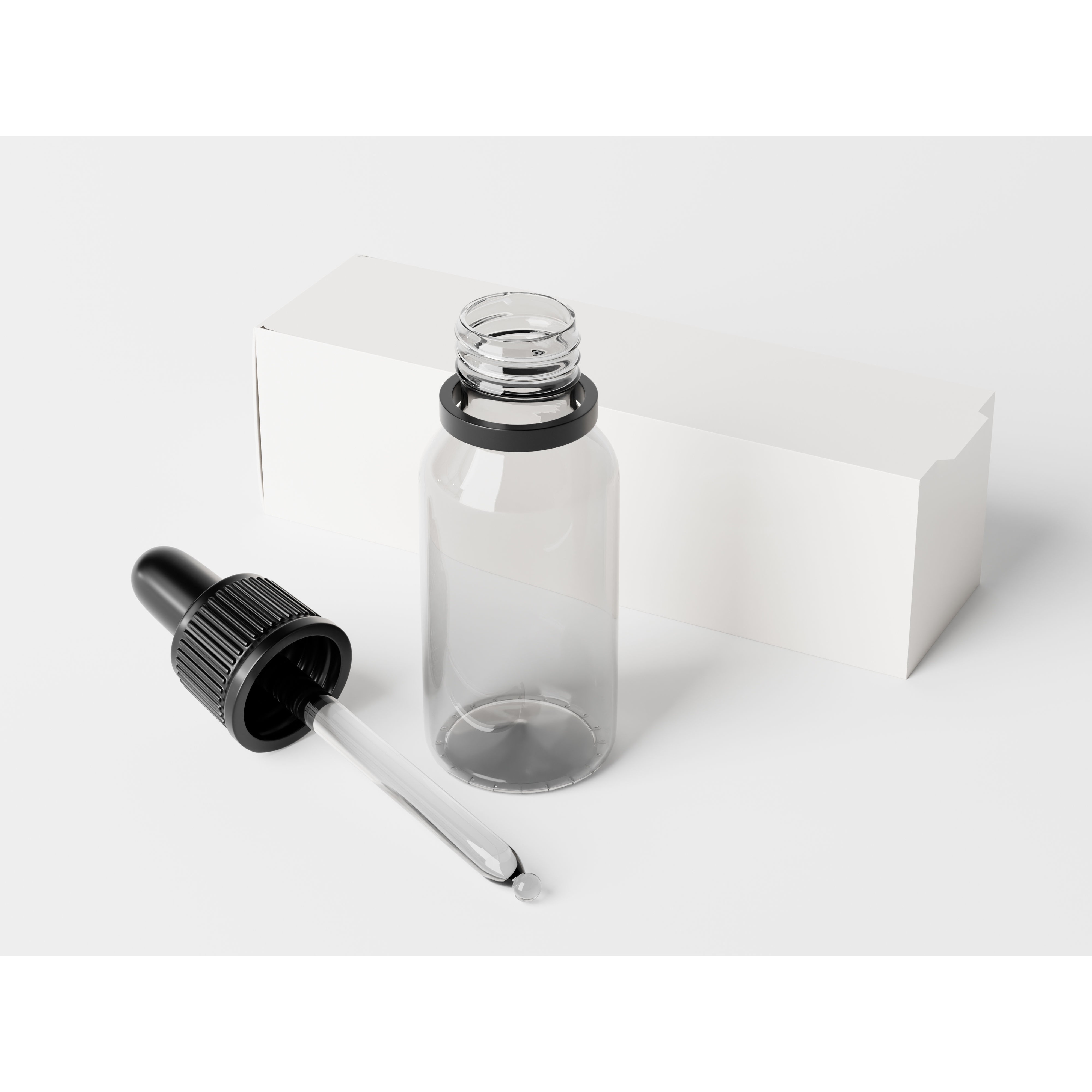 Clear Glass Dropper Bottle - Low-Poly 3D Model - View 8