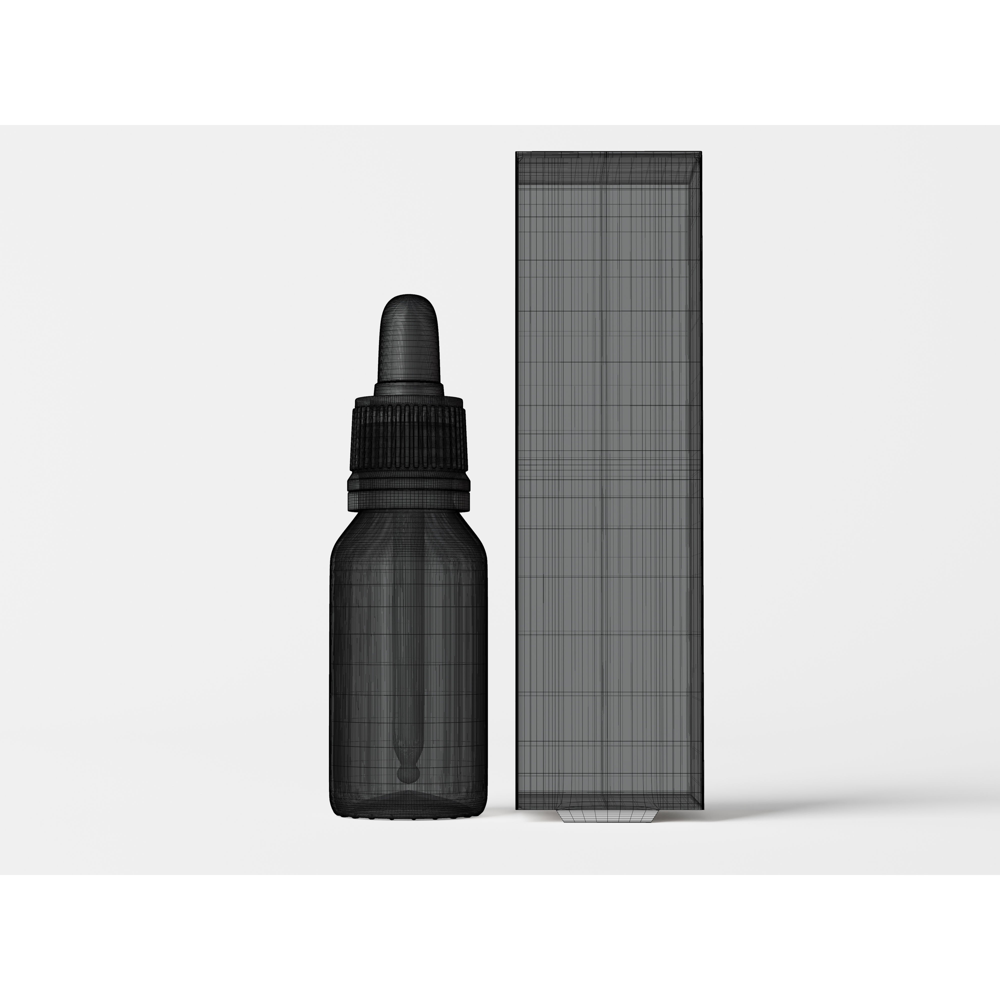 Clear Glass Dropper Bottle - Low-Poly 3D Model - View 9