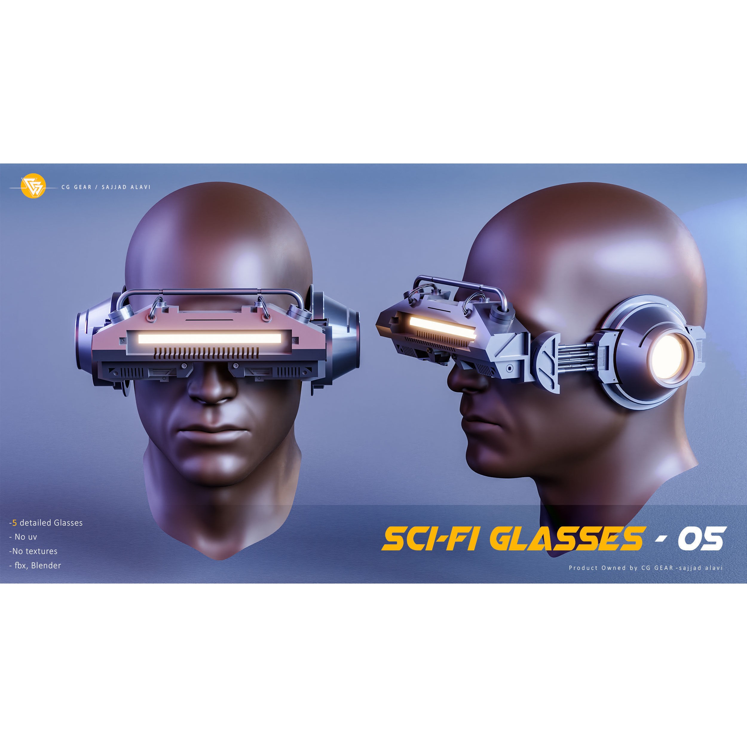 Sci-Fi Glasses - Low-Poly Game-Ready 3D Model